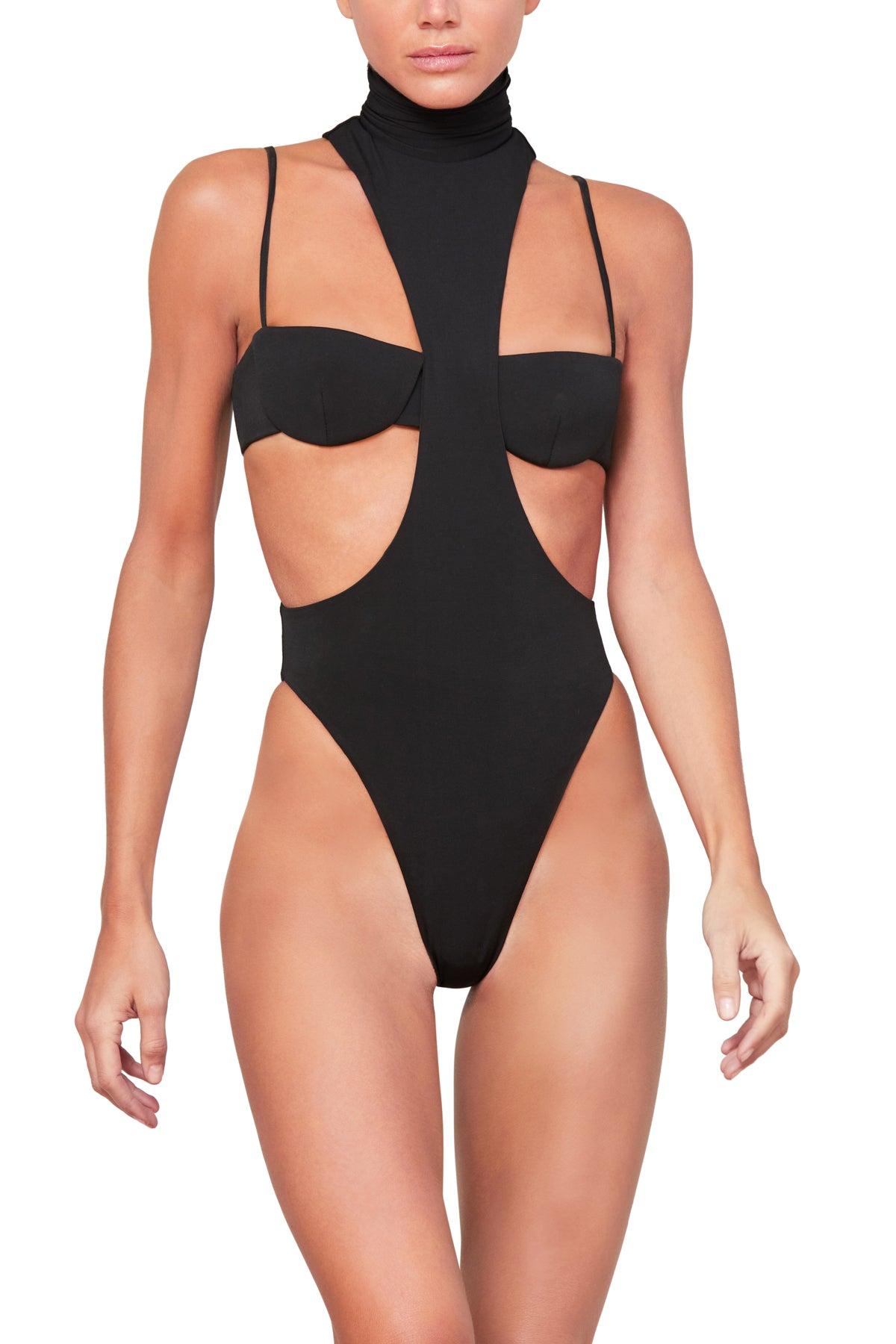 Mock Neck Bodysuit with Cut Out Bralette Detail Product Image