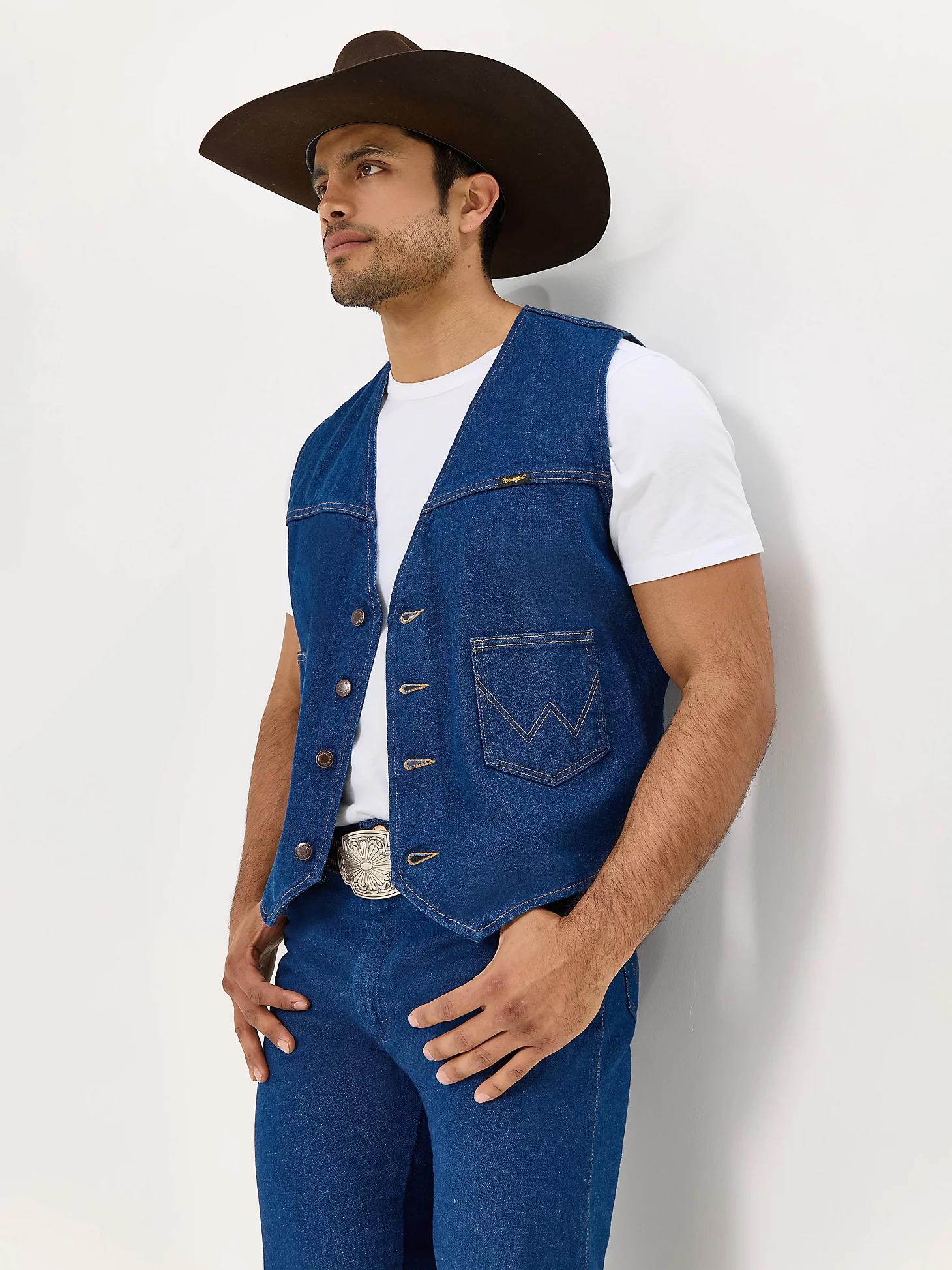 Wrangler® Unlined Denim Vest | Men's JACKETS & OUTERWEAR | Wrangler® Product Image