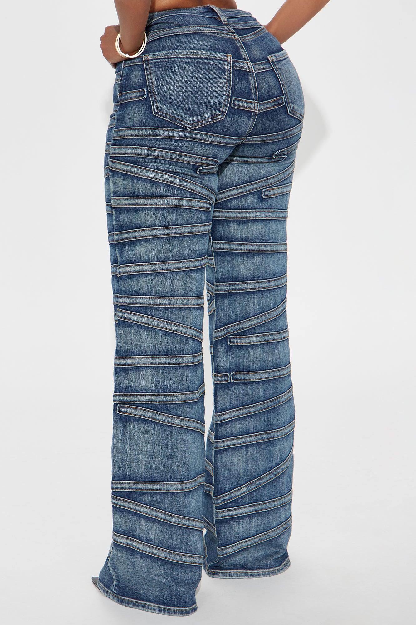 Seams Natural Wide Leg Jeans - Dark Wash Female Product Image