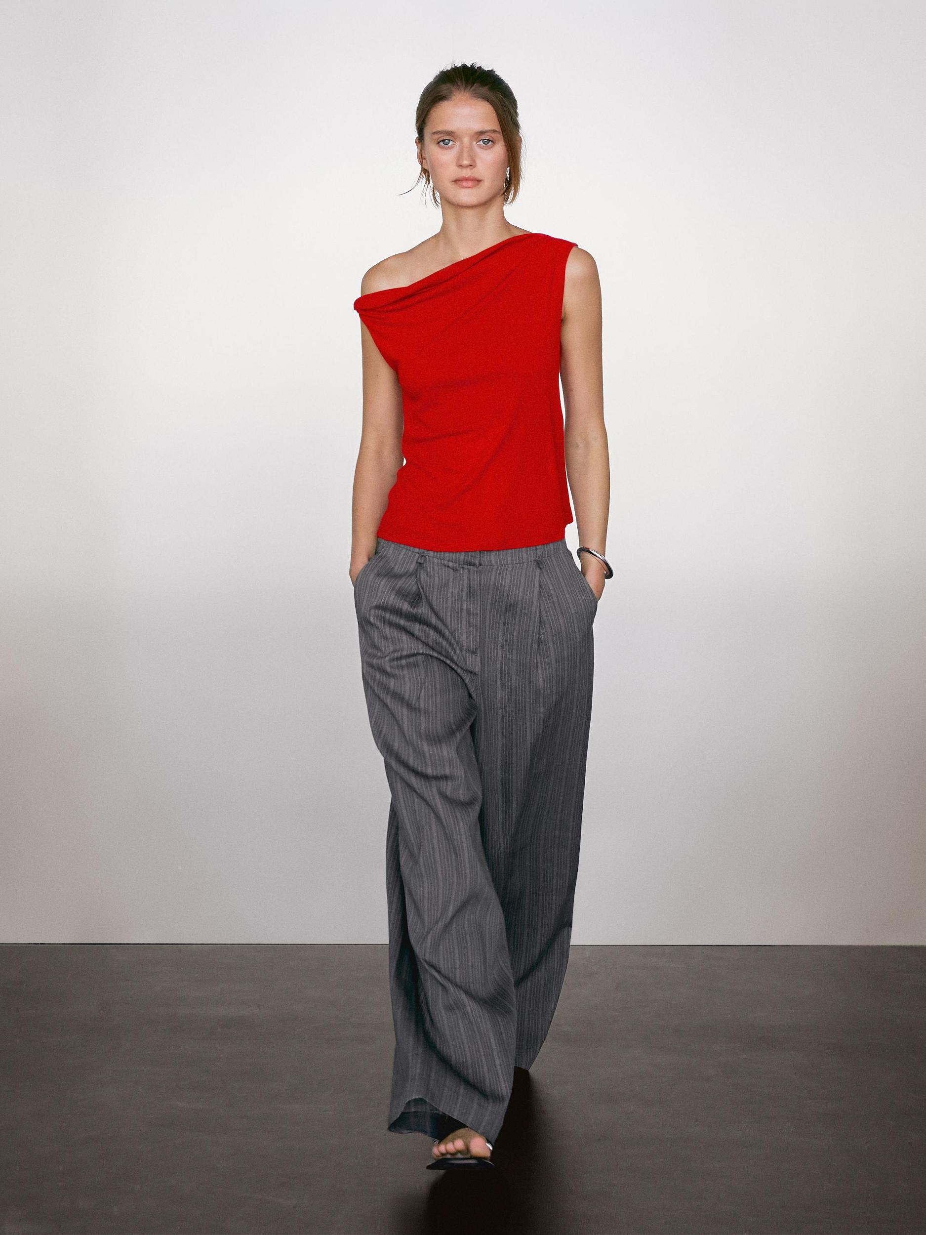 Draped top with cotton knot detail Product Image