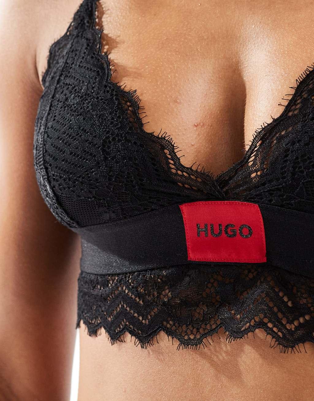 HUGO Bodywear red label triangle padded bra in black Product Image