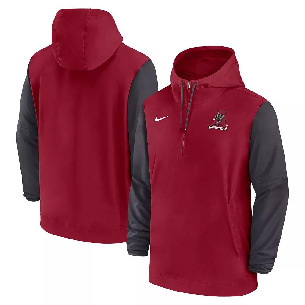 Men's Nike Crimson Alabama Crimson Tide 2024 Sideline Pregame Player Half-Zip Hoodie, Size: Small, Red Product Image