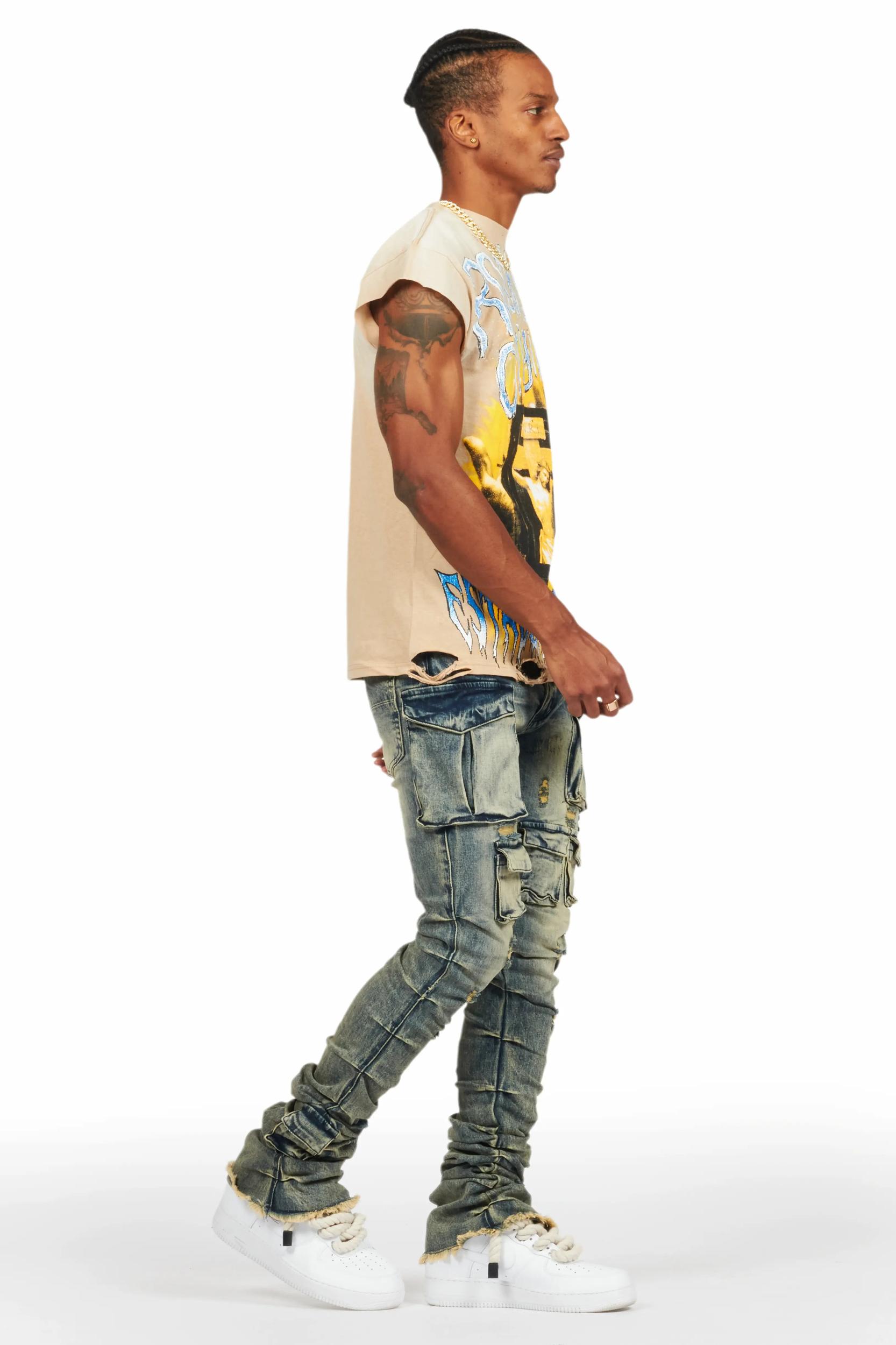 Gentry Tint Blue Stacked Flare Jean Male Product Image