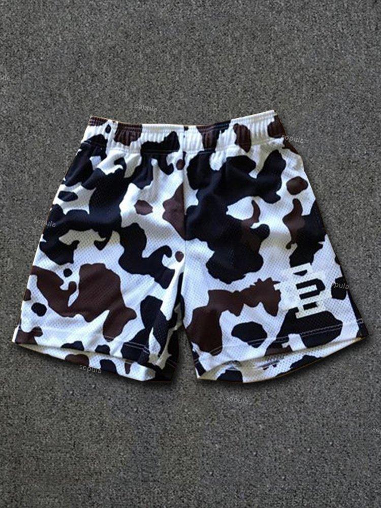 Sopula Irregular Color Contrast Spots Print Mesh Shorts Product Image