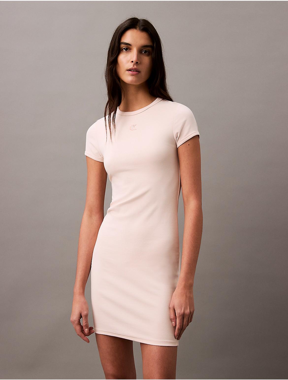 Calvin Klein Womens Cotton Contour Rib Monogram Mini Dress Product Image