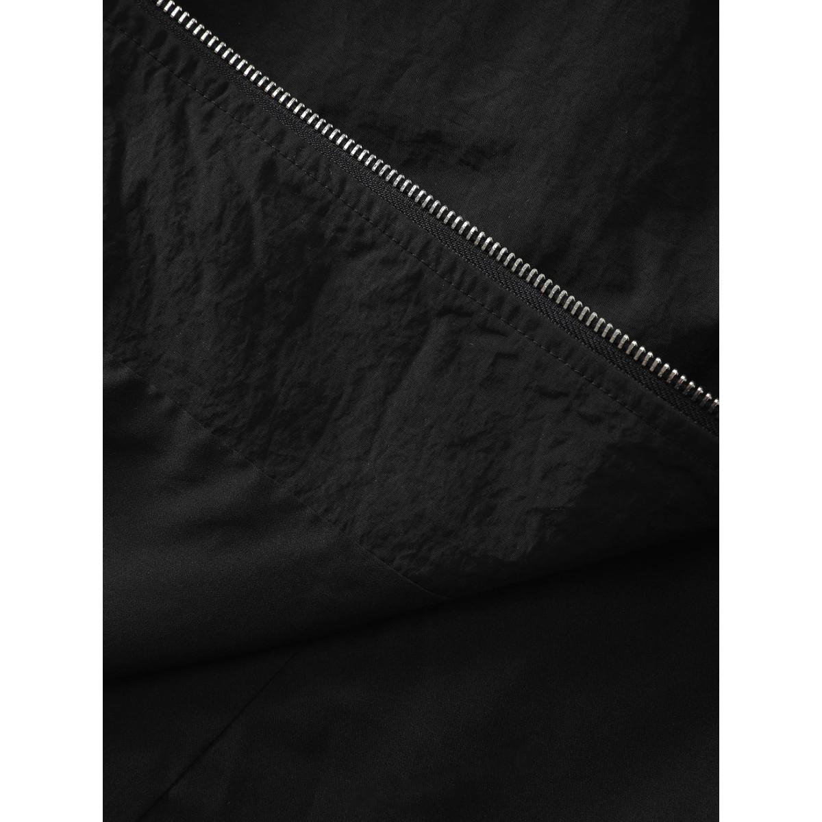 Plus Size Drawstring Pockets Zipper Long Coat Women Black Leisure Texture Ladies Casual Winter Coats BloomChic 22-24/3X Product Image