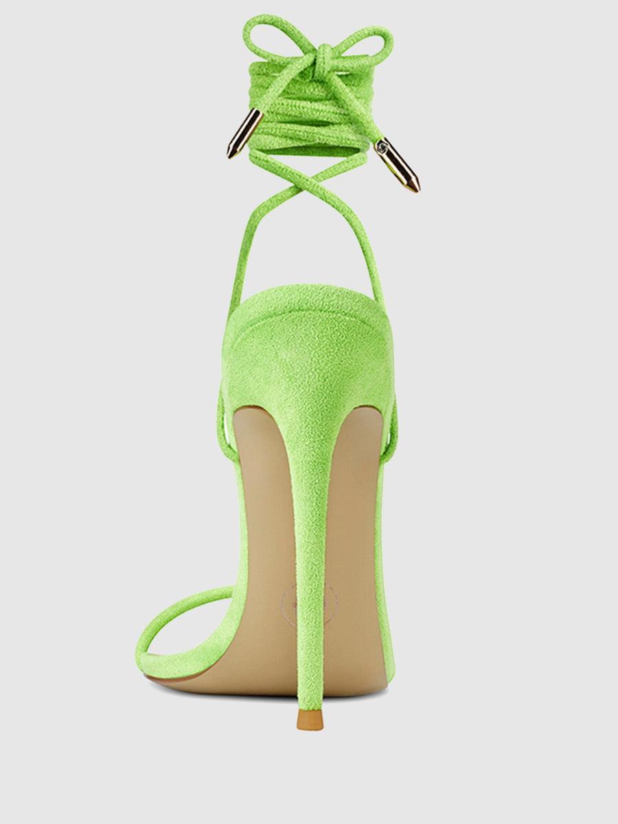 Barely There Lace Up Heel - Lime Product Image
