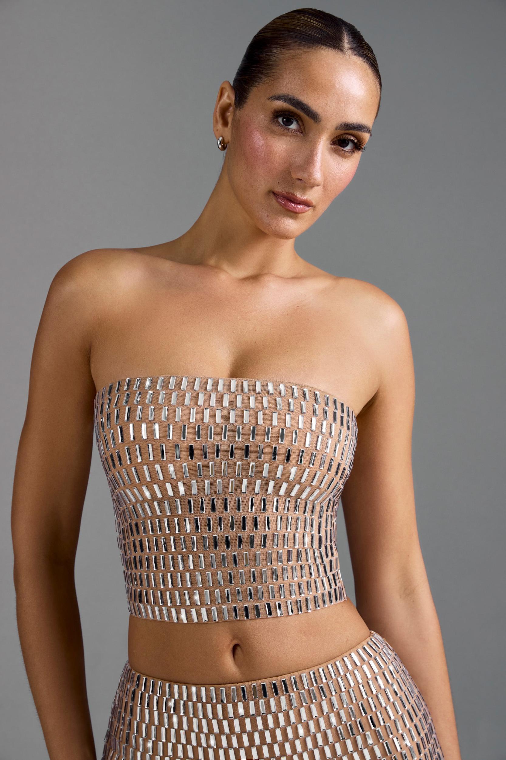 Embellished Bandeau Top in Almond Product Image