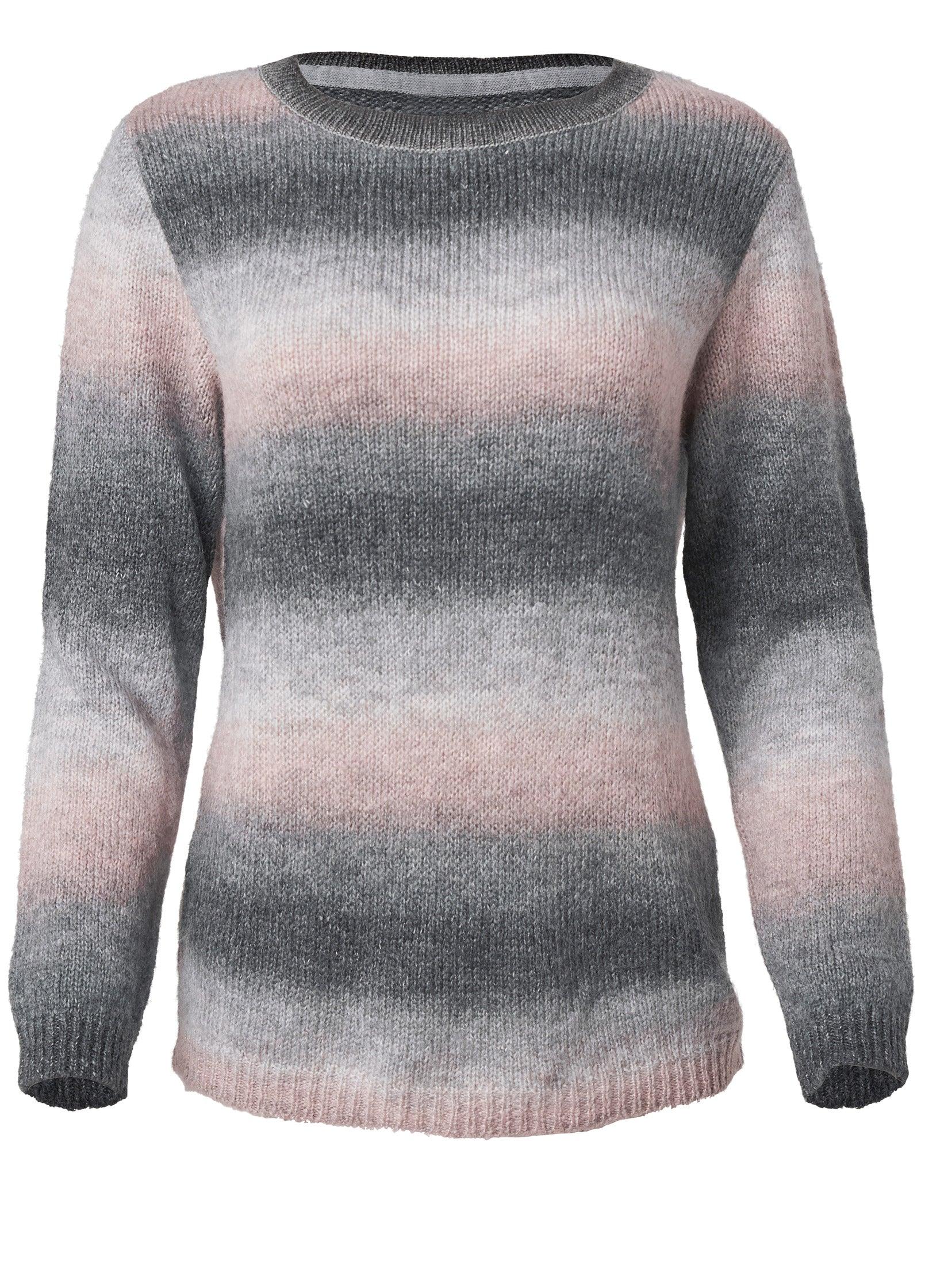 Ombre Stripe Sweater - Pink & Black Product Image