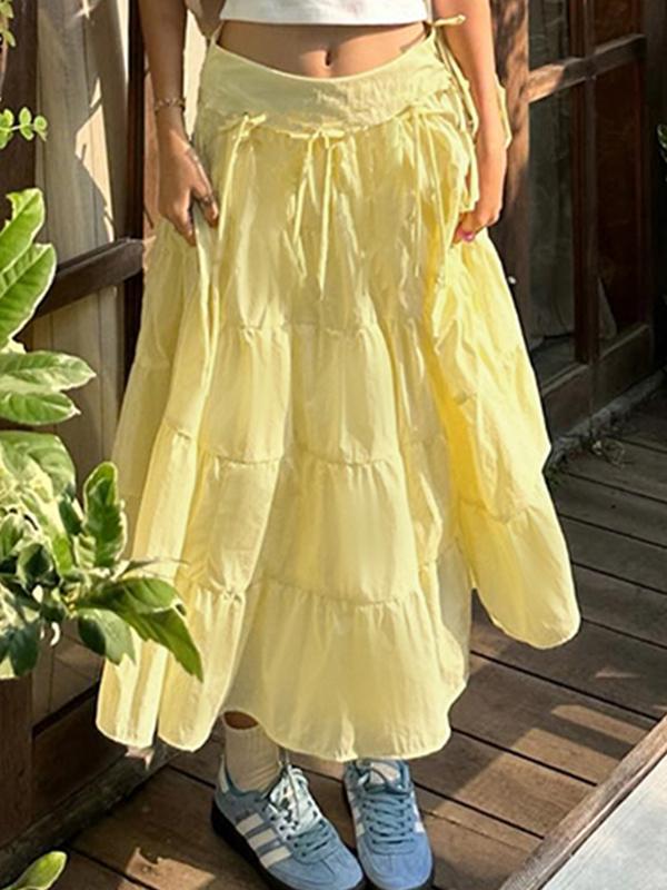 Resort Style Bow Tie Maxi Skirt Product Image