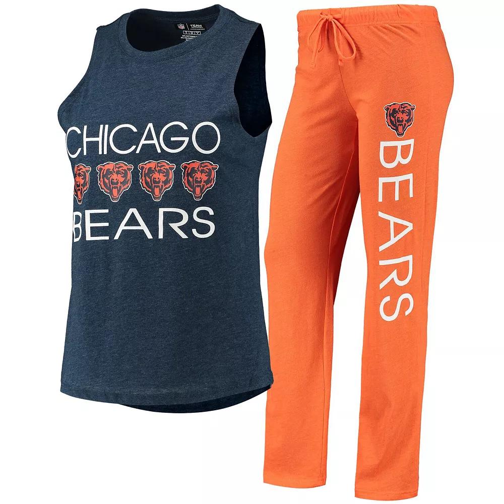 Women's Concepts Sport Orange/Navy Chicago Bears Muscle Tank Top & Pants Sleep Set, Size: Small Product Image