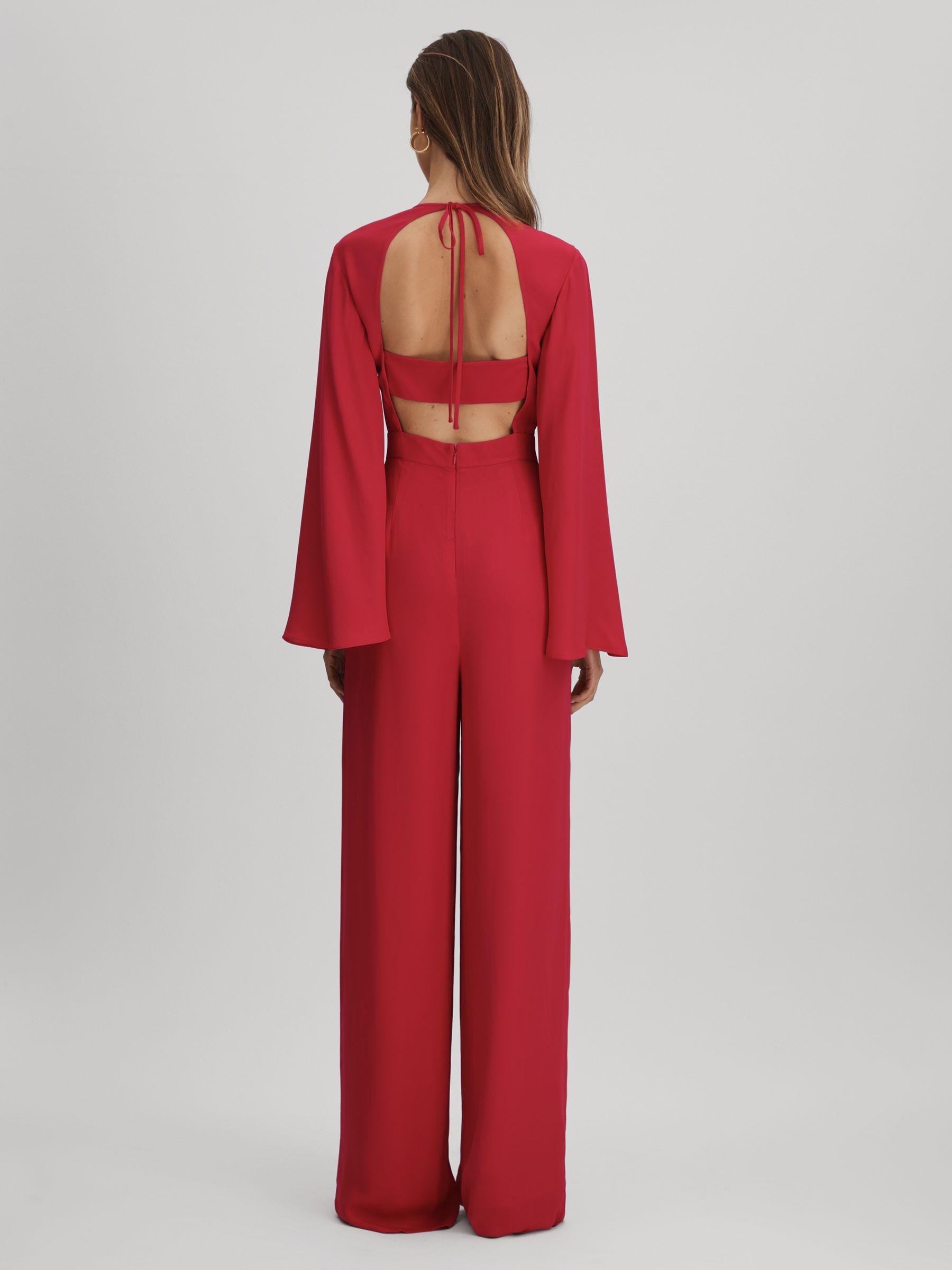 Cut-Out Flared Sleeve Jumpsuit in Coral Product Image