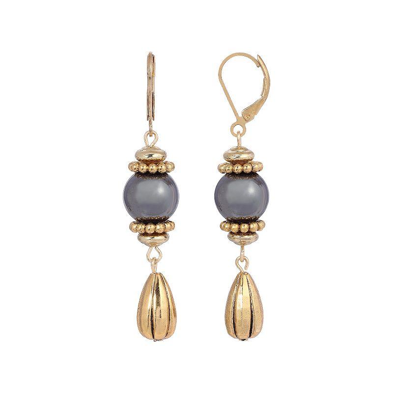 1928 Gold-Tone Semi-Precious Drop Earrings, Women's, Yellow Product Image