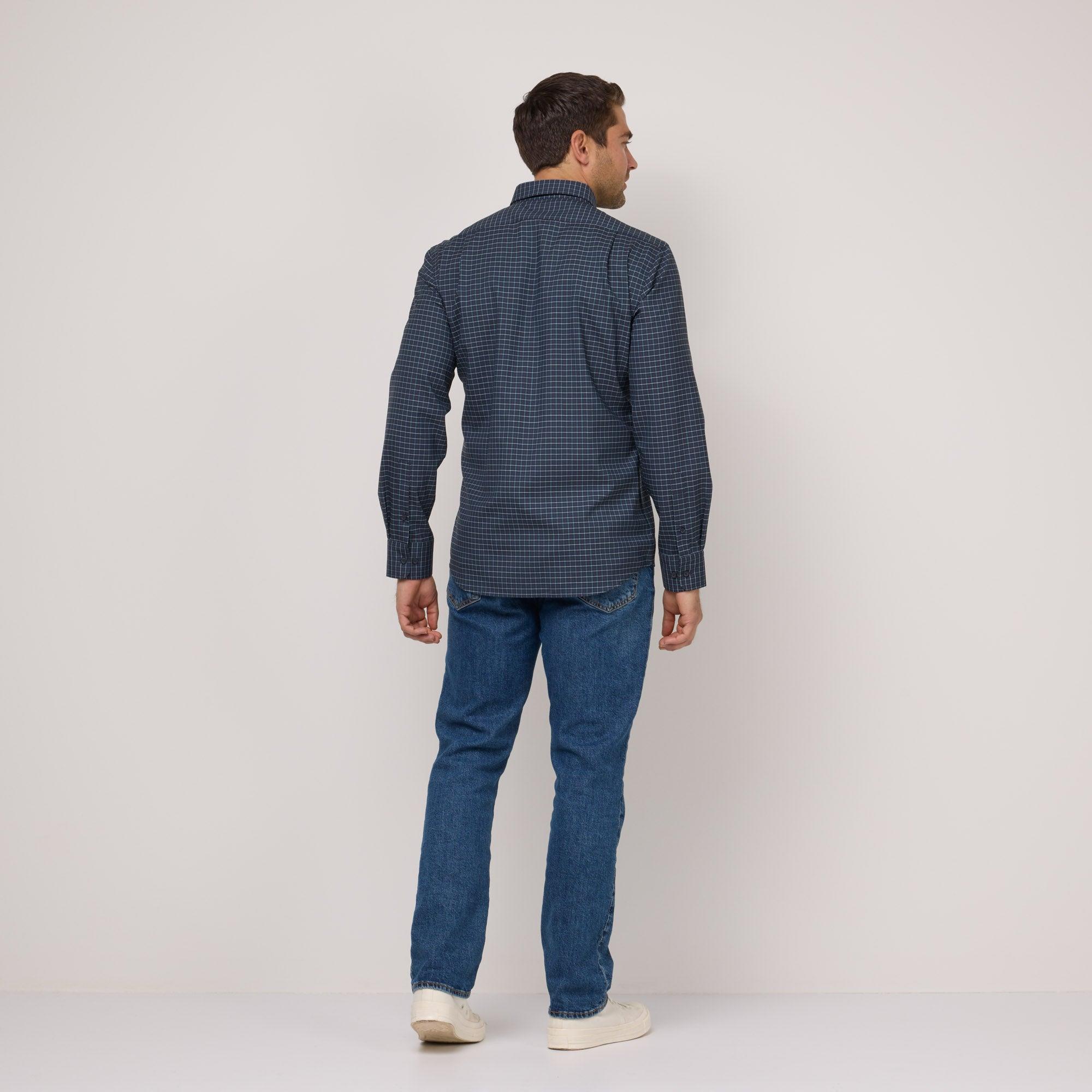 Merino Wool Button-Down Shirt | Tonal Green Plaid Product Image