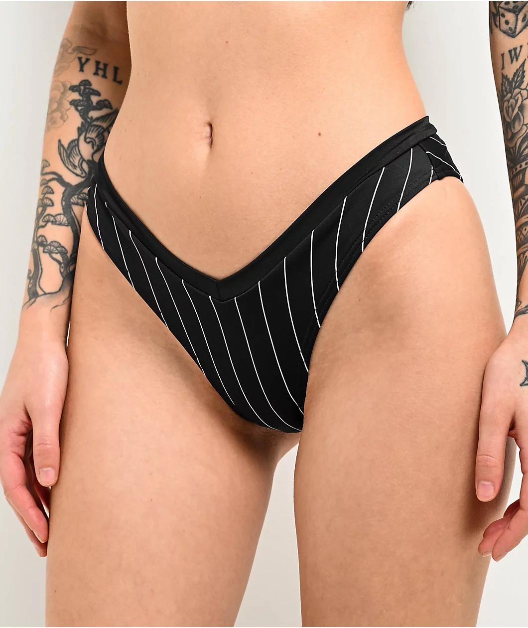 Lurking Class By Sketchy Tank Corner Stripe Black High Leg Bikini Bottom Product Image