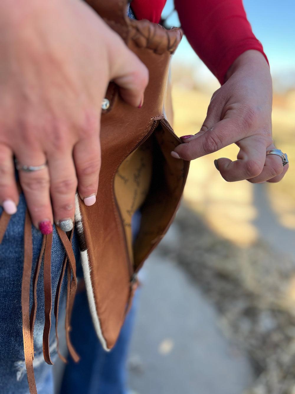 American Darling Raw Leather Hair On Hide Concho Bag Product Image