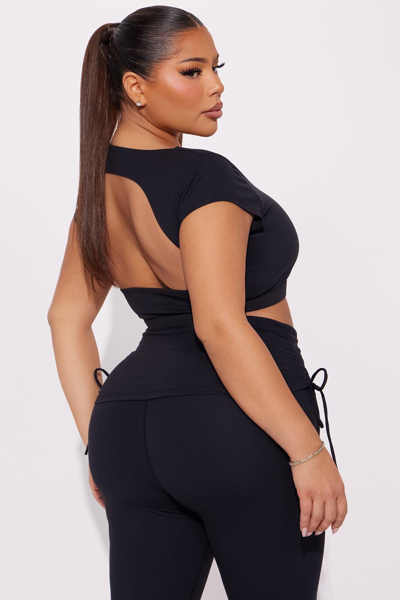 Roll Up Super Soft Active Top - Black Product Image