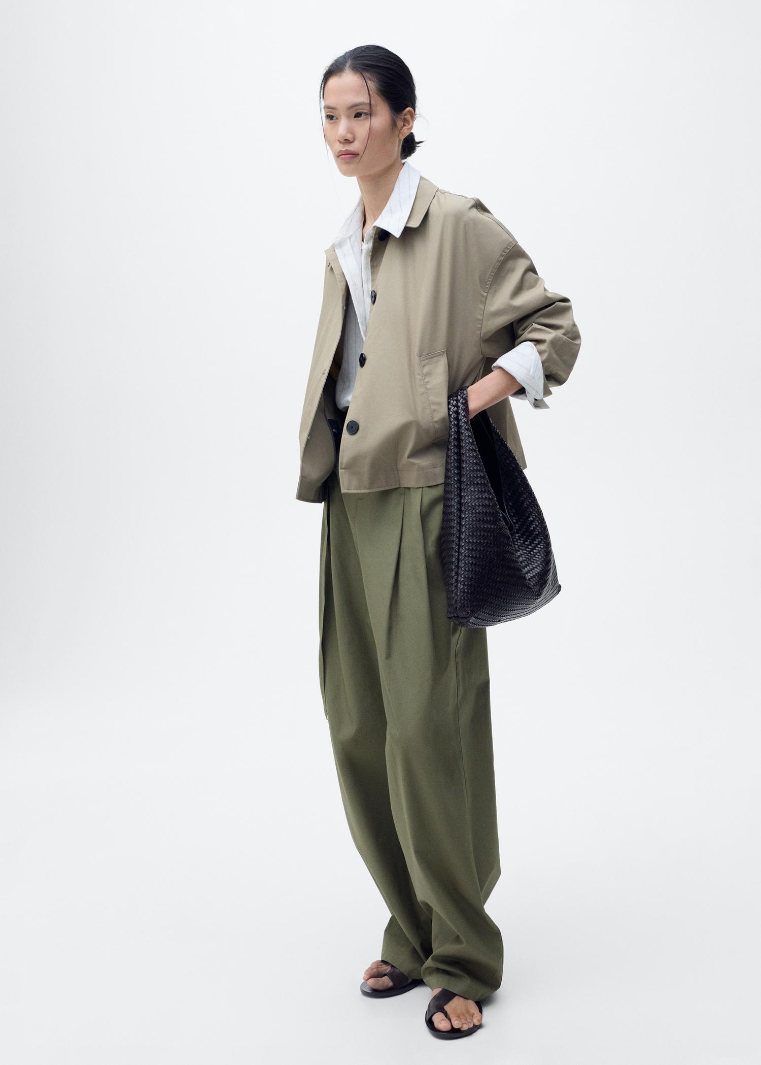 Wide-leg pants with belt - Women | MANGO USA Product Image