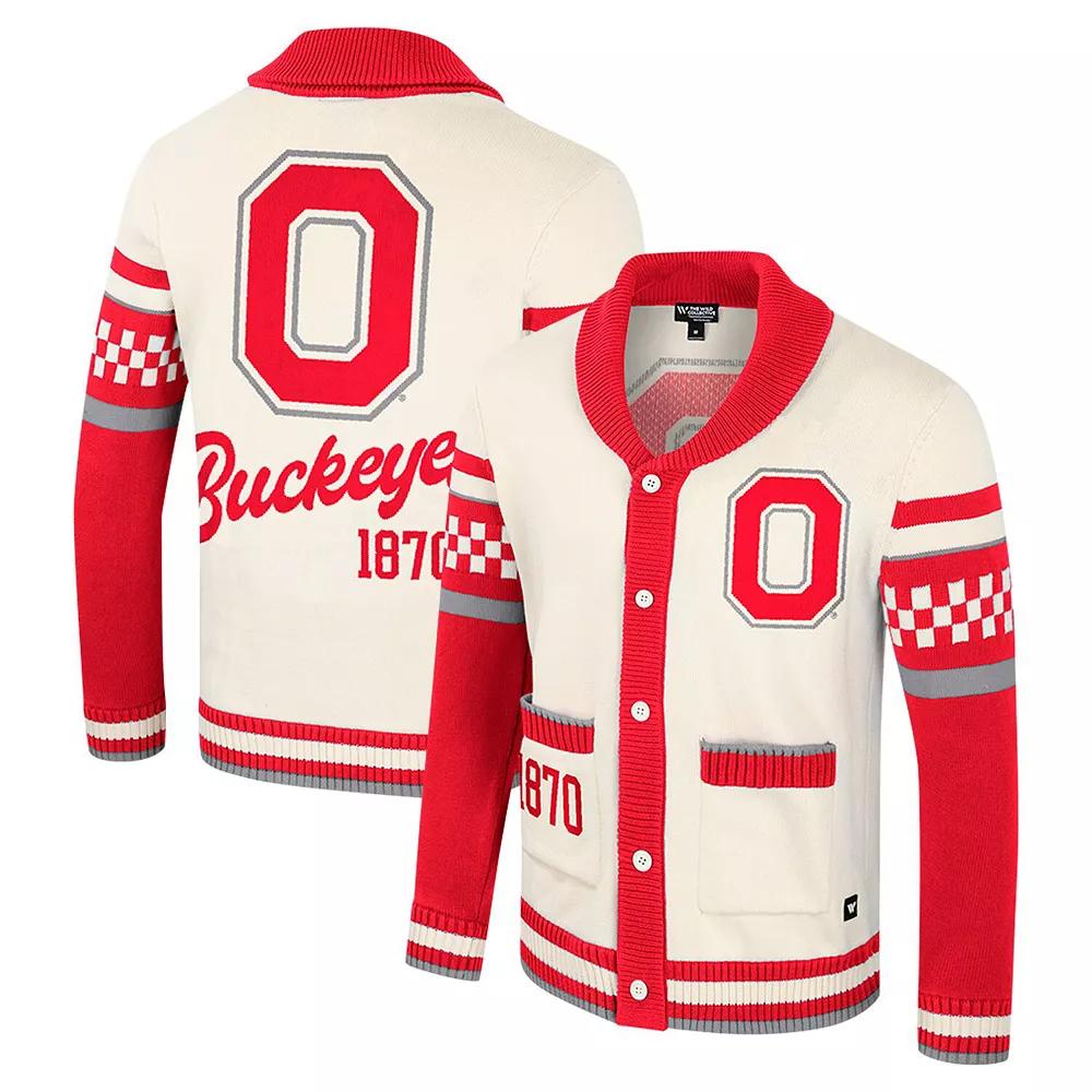 Women's Colosseum Cream Ohio State Buckeyes Wild Collective Button-Up Jaquard Sweater, Size: XL, Beige Product Image