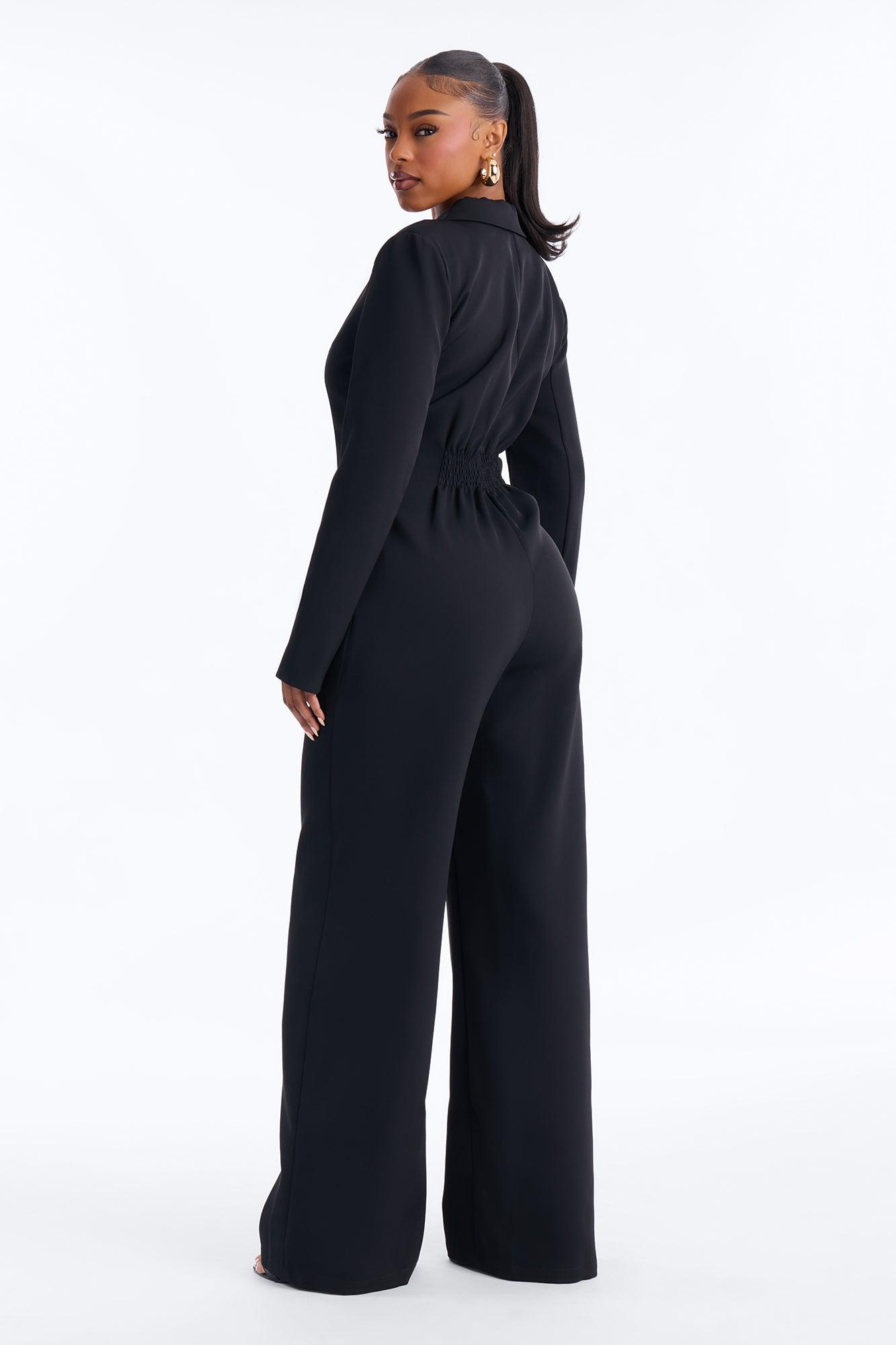 Office Hours Wide Leg Jumpsuit - Black Female Product Image