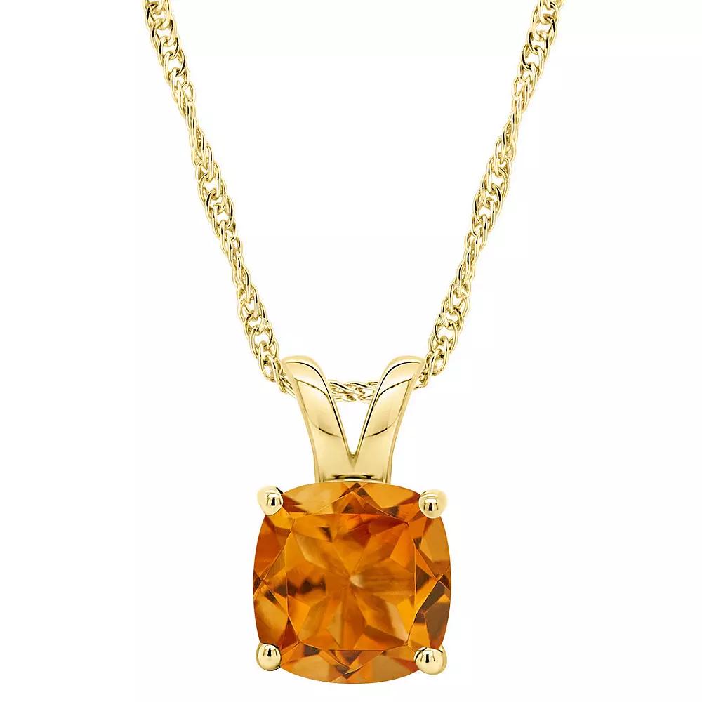 Alyson Layne 14k Gold Cushion Citrine Pendant Necklace, Womens Product Image
