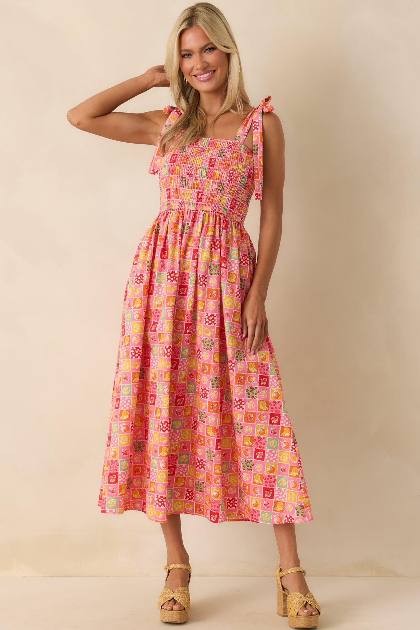 The Power Of Love Pink Multi Patchwork Print Maxi Dress Product Image