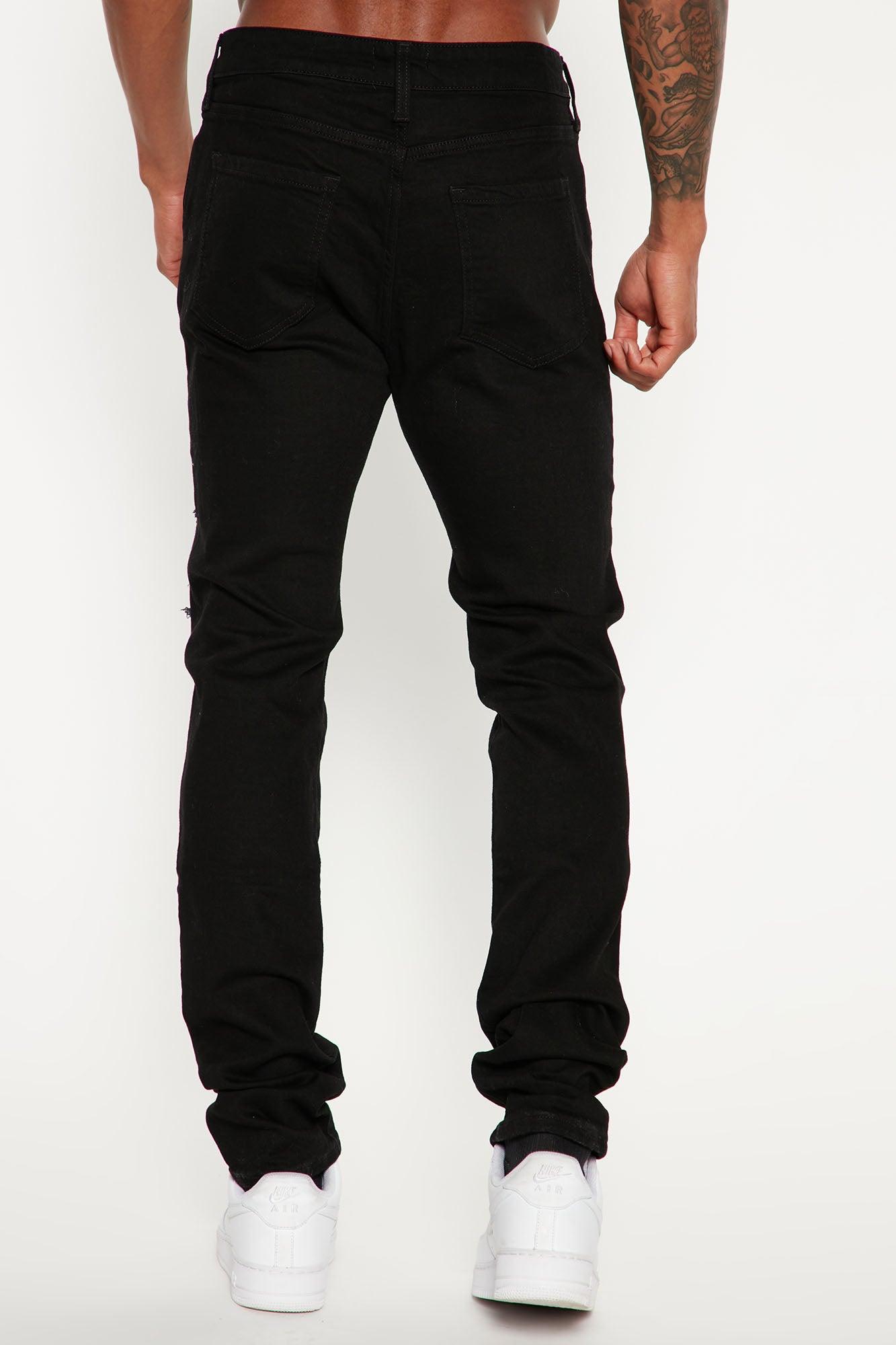 Street Repaired Stacked Skinny Jeans - Black Product Image
