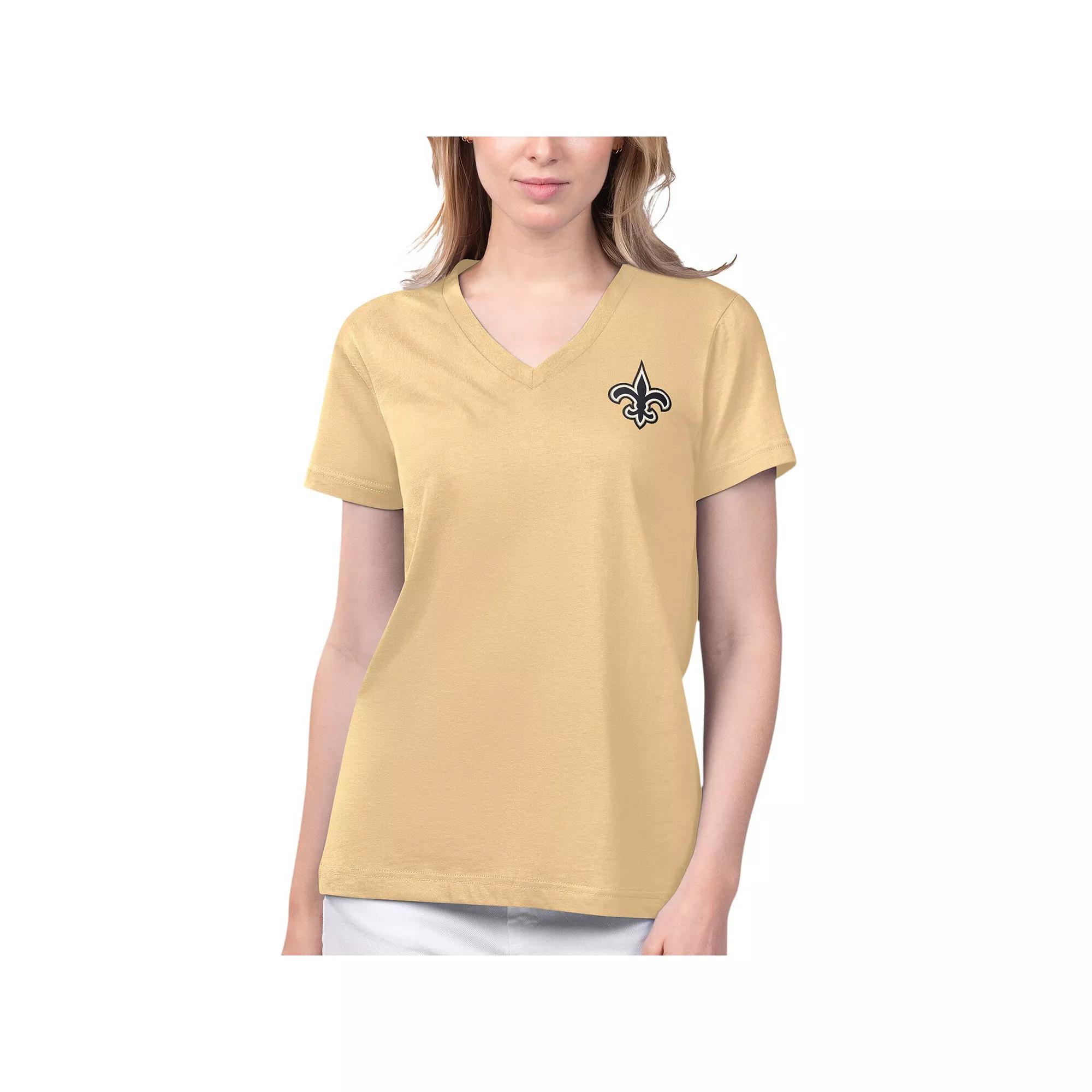 Women's Margaritaville Gold New Orleans Saints Game Time V-Neck T-Shirt,  Product Image