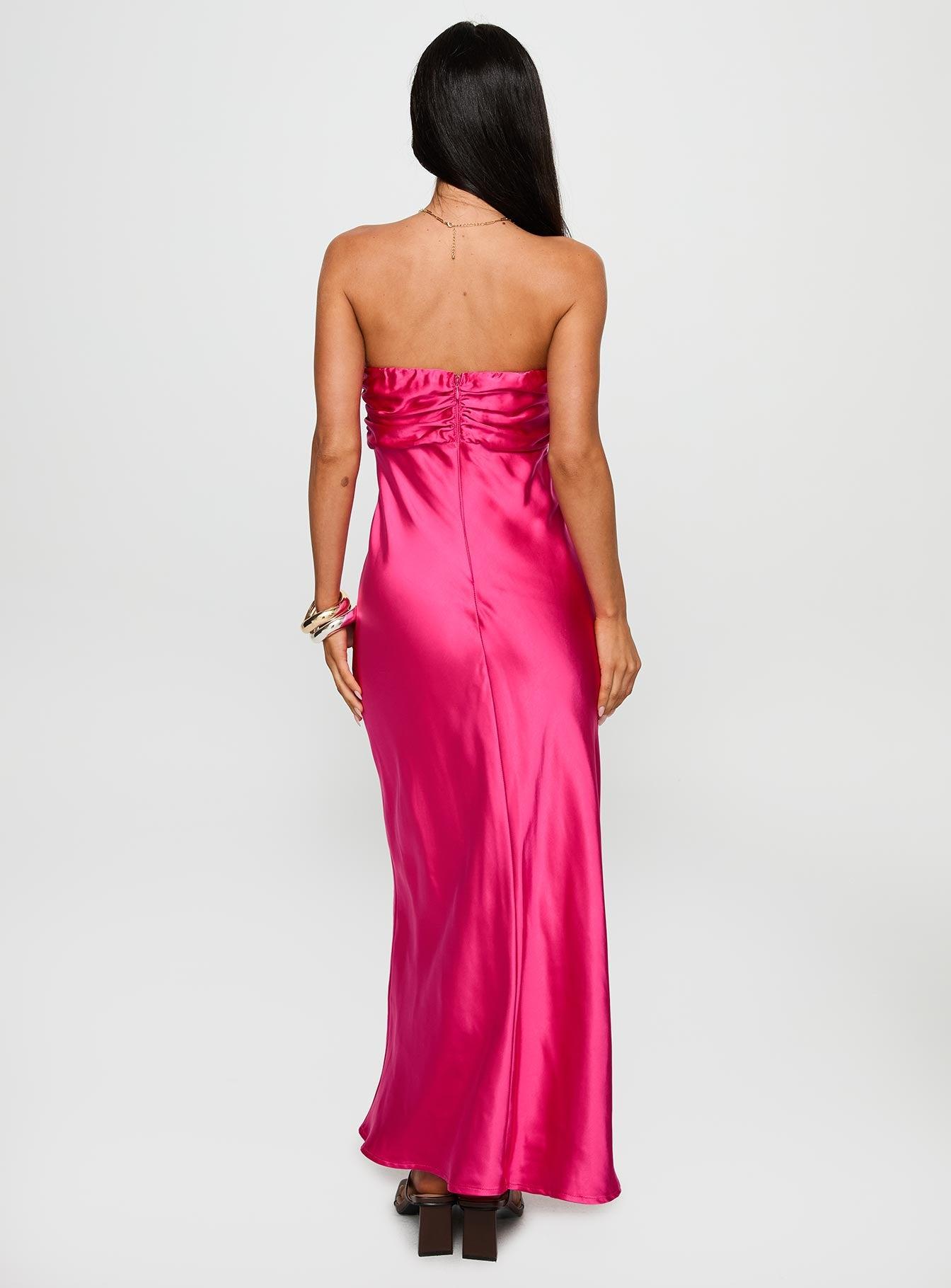 Cyprian Strapless Maxi Dress Hot Pink Product Image