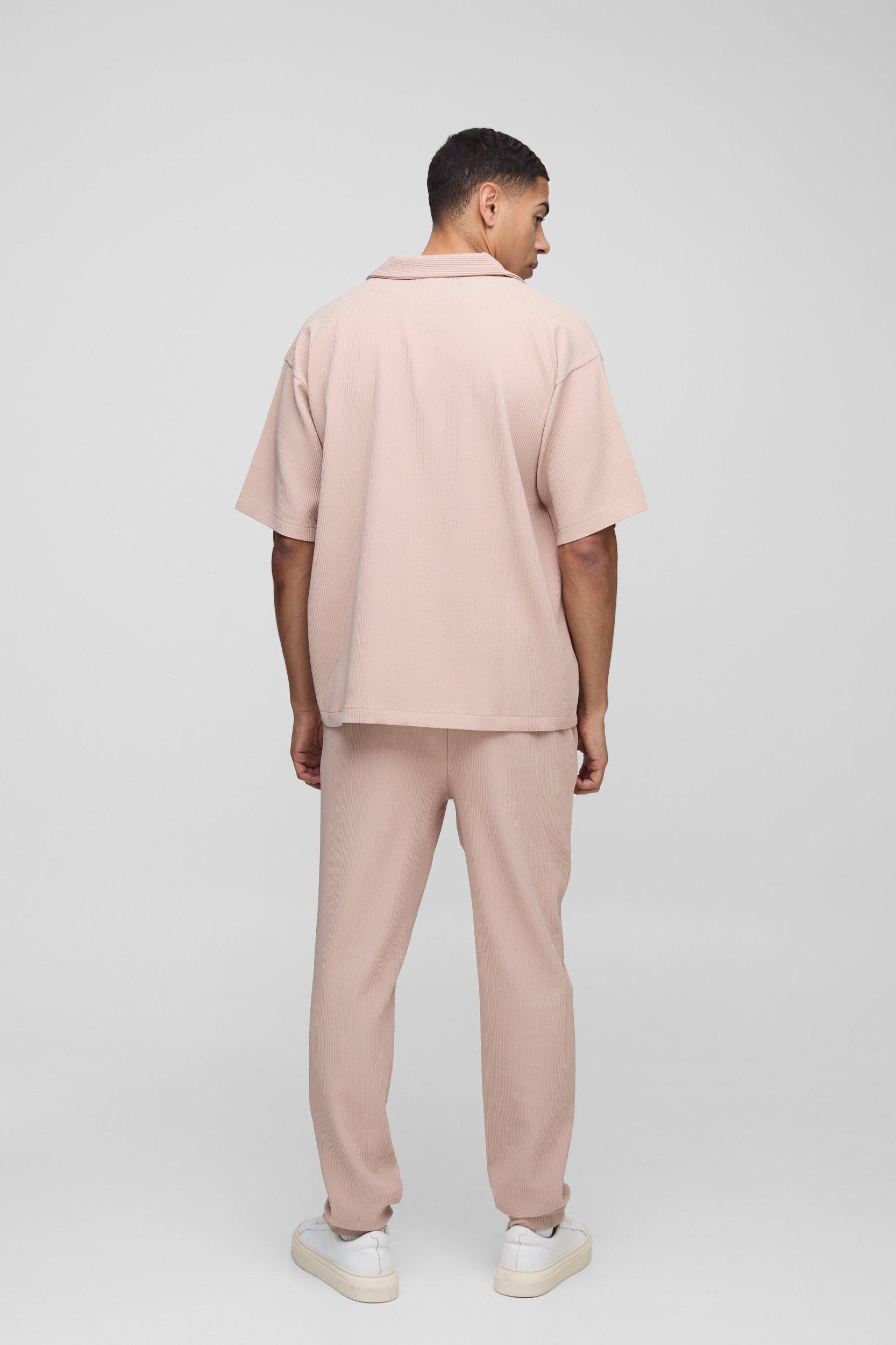 Slim Fit Elasticated Waist Pleated Pants | boohooMAN USA Product Image