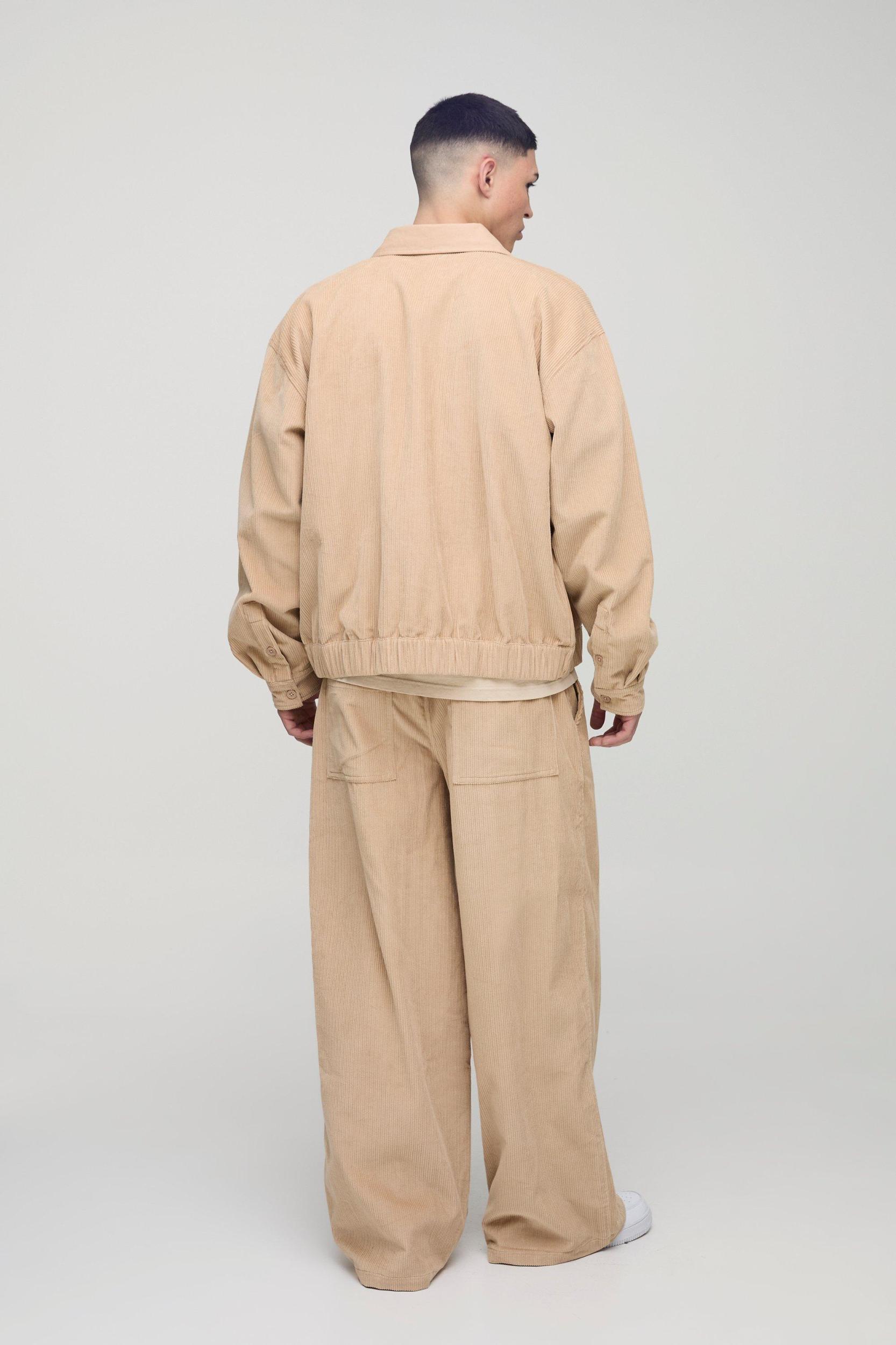 Elasticated Waist Baggy Extended Drawcords Corduroy Pants | boohooMAN USA Product Image