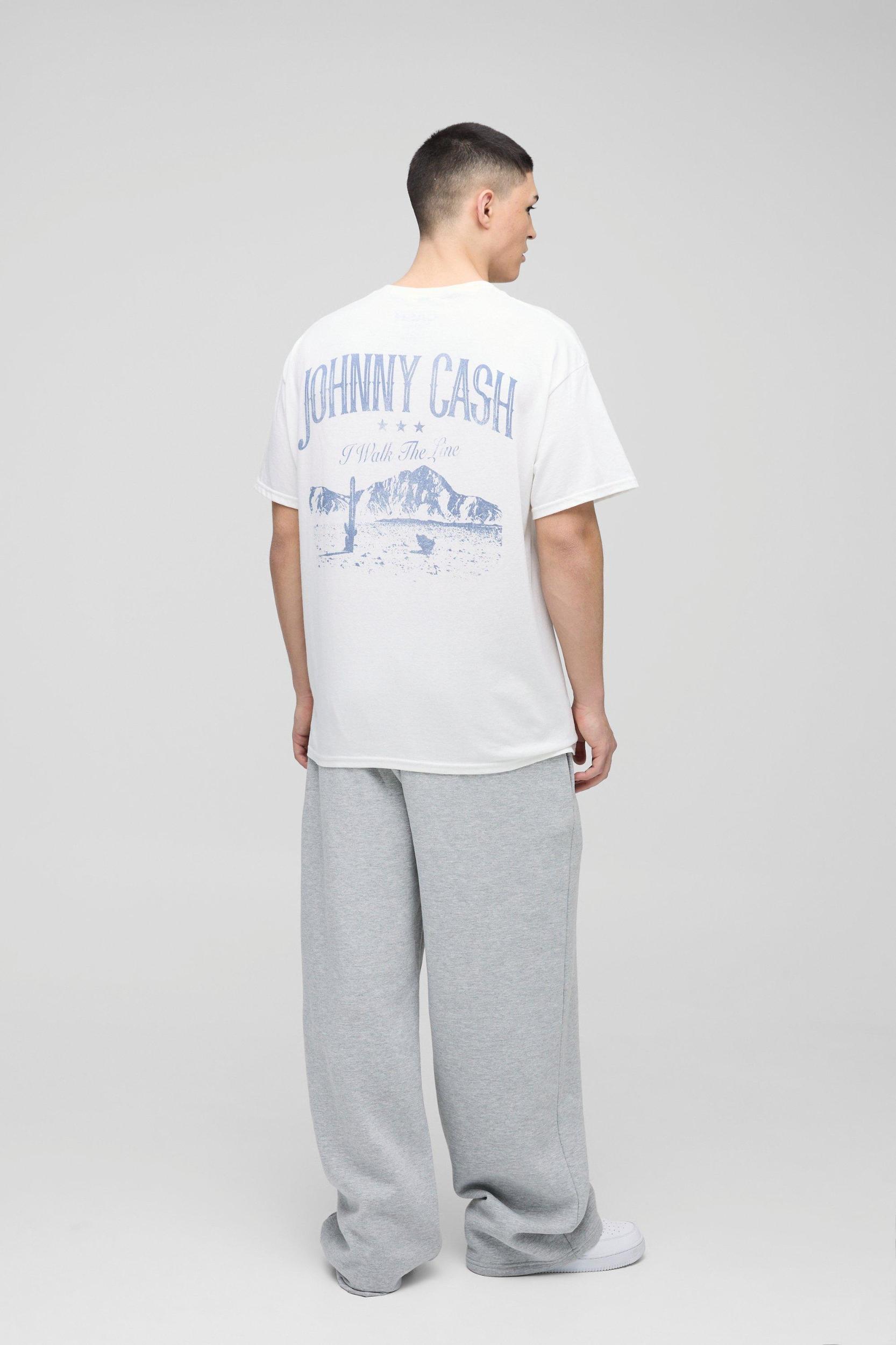 Oversized Johnny Cash Walk The Line Western License T-Shirt | boohooMAN USA Product Image