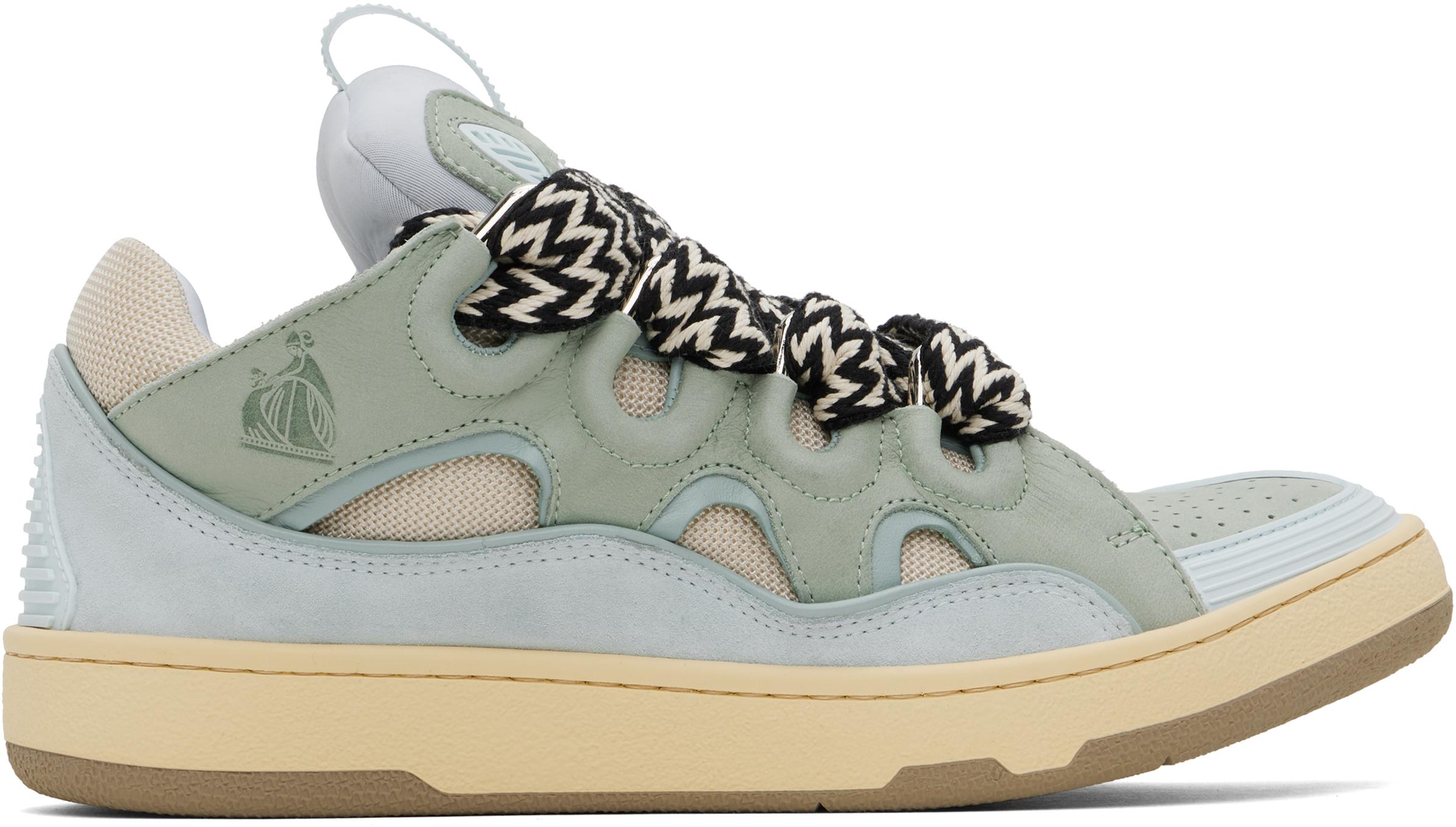 LANVIN Suede Leather Curb Sneakers Men In Blue Product Image