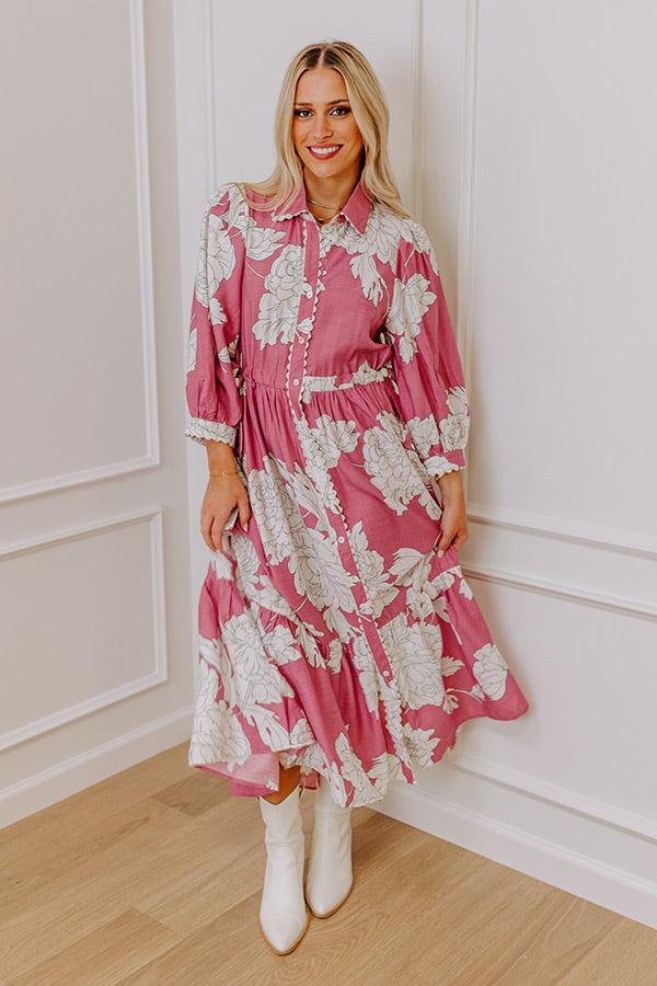 Bistro Bound Floral Midi Dress in Blush Product Image