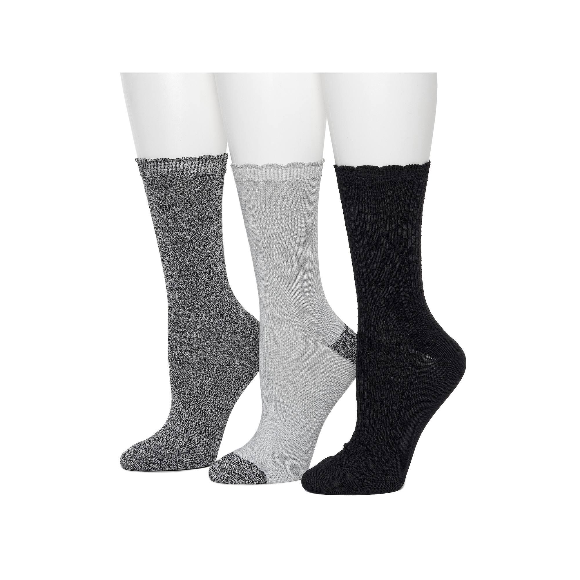 Womens Cuddl Duds Plushfill 3-Pack Midweight Scallop Welt Texture Crew Socks Product Image