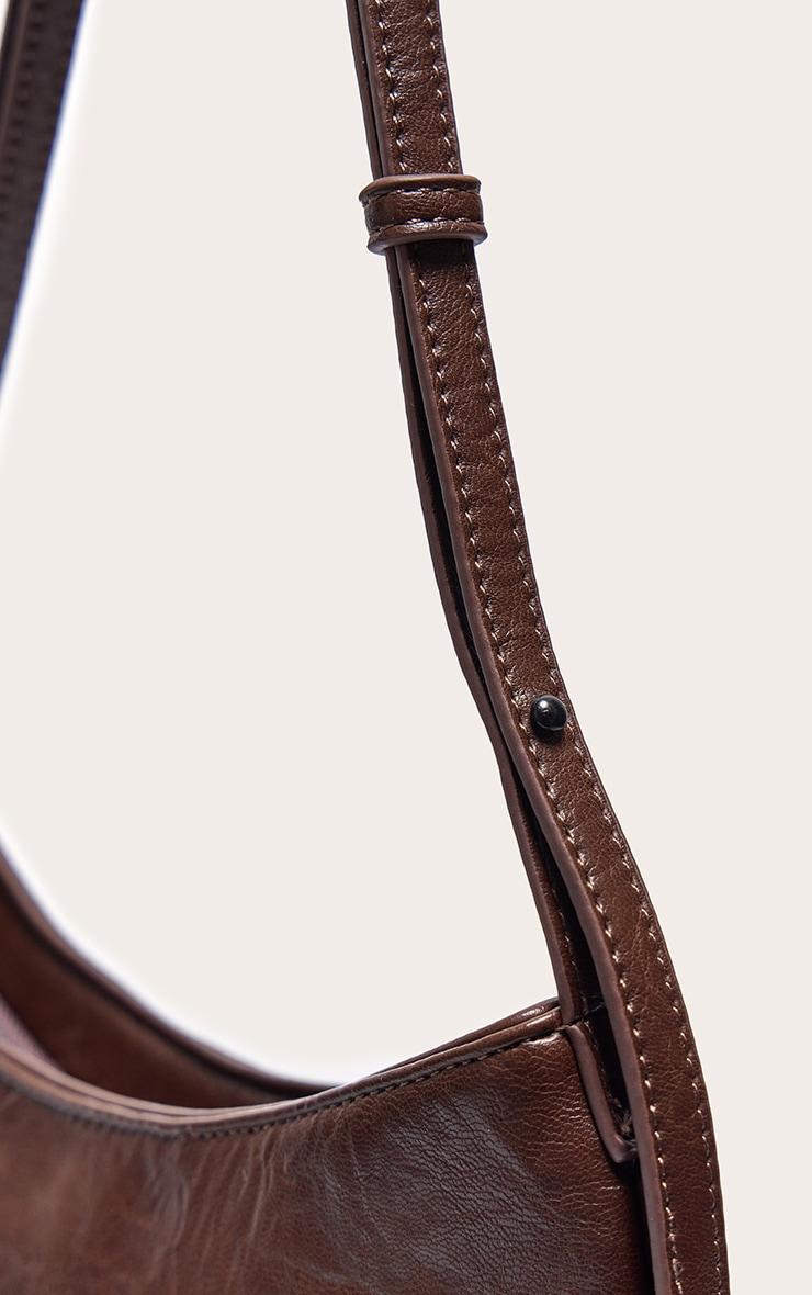 Brown Textured PU Baguette Shoulder Bag Product Image