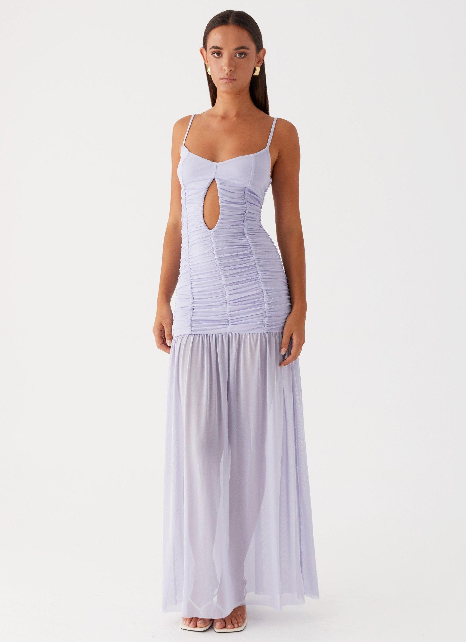 Constance Mesh Maxi Dress - Lavender Product Image