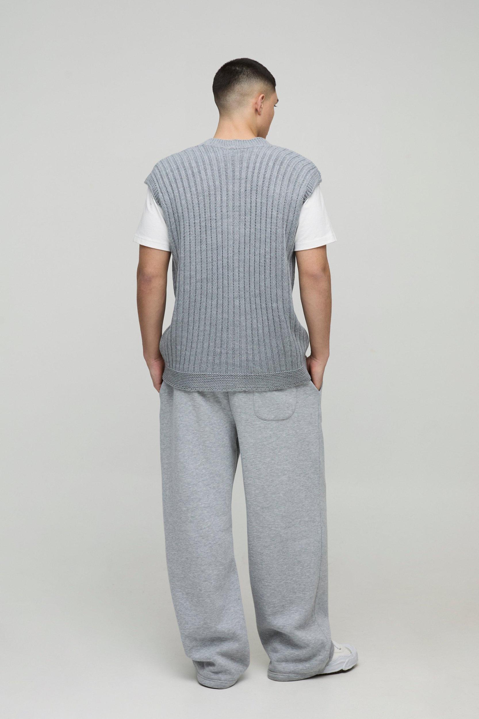 Oversized V Neck Ribbed Knitted Undershirt | boohooMAN USA Product Image