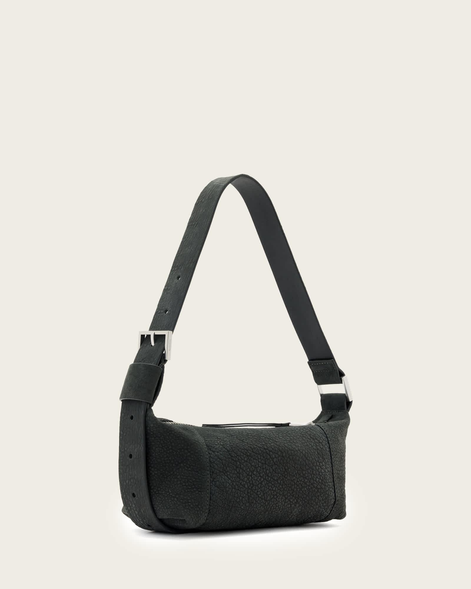Vega Leather Mini Shoulder Bag METEORITE GREY | ALLSAINTS US Product Image