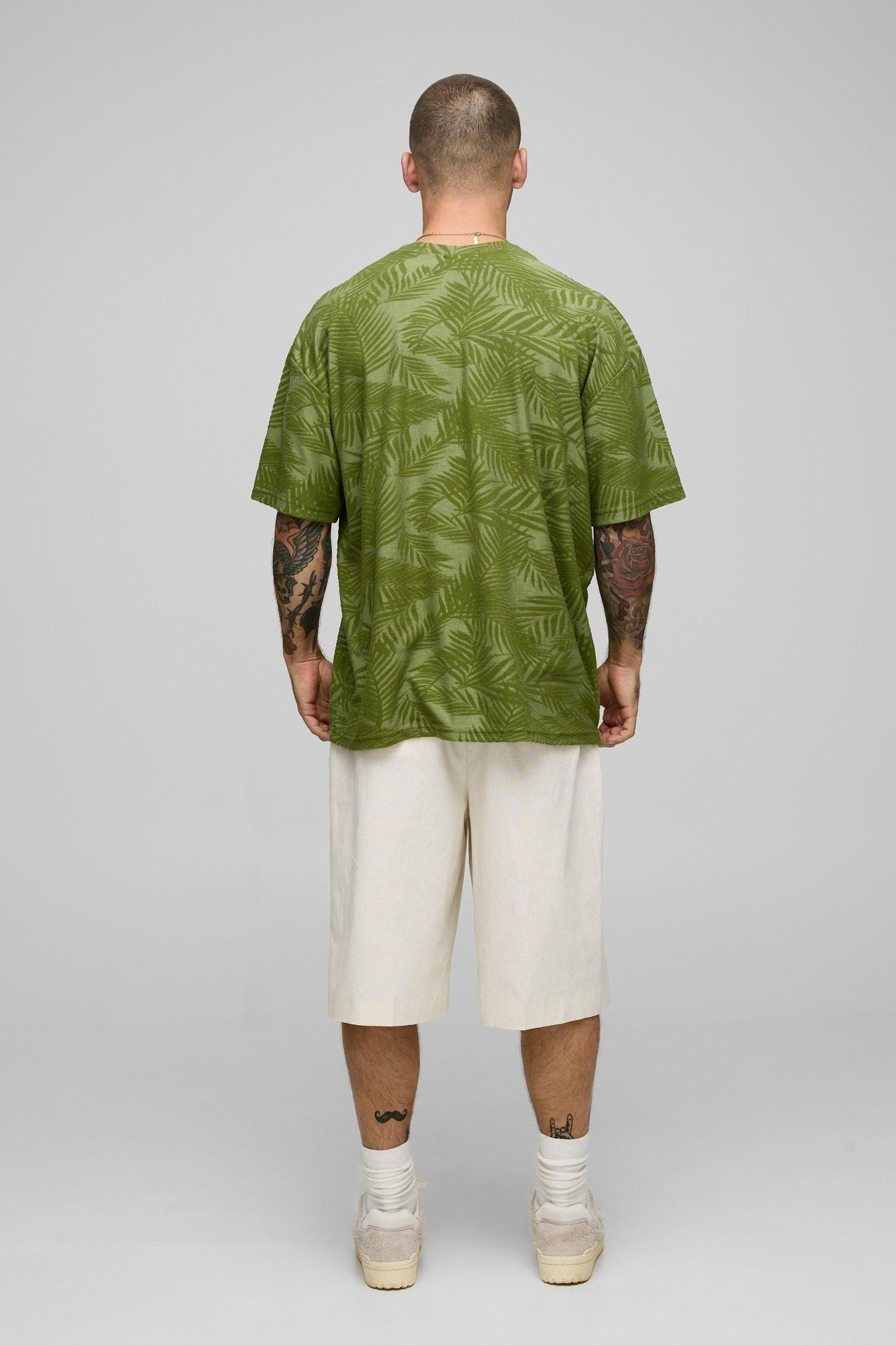 Oversized Palm Textured T-Shirt | boohooMAN USA Product Image