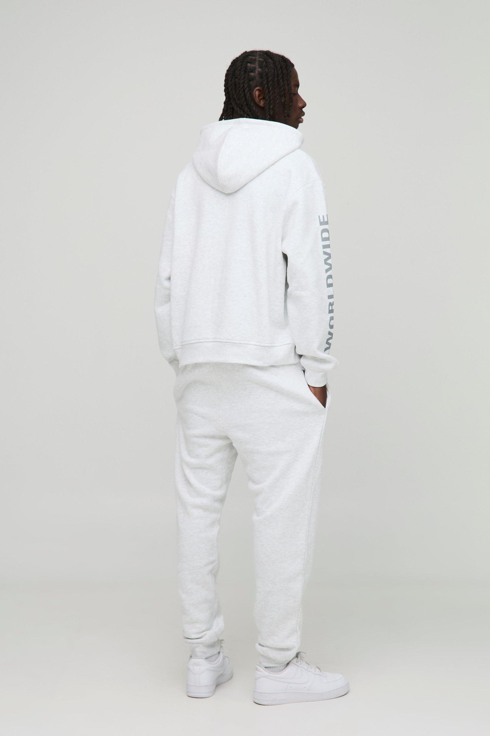 330gsm Oversized Boxy Worldwide Zip Hooded Tracksuit | boohooMAN USA Product Image