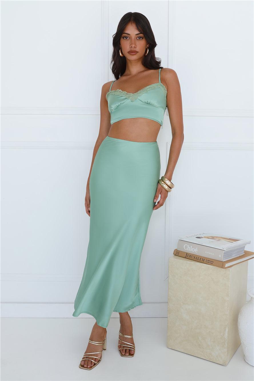 Forest Secrets Satin Crop Top Green Product Image