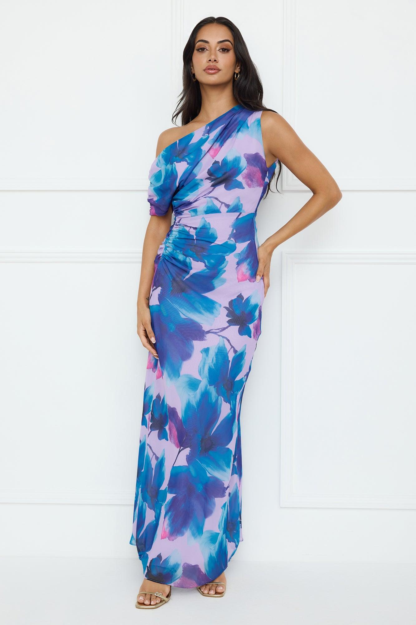 Indigo Light Off Shoulder Maxi Dress Lilac Product Image