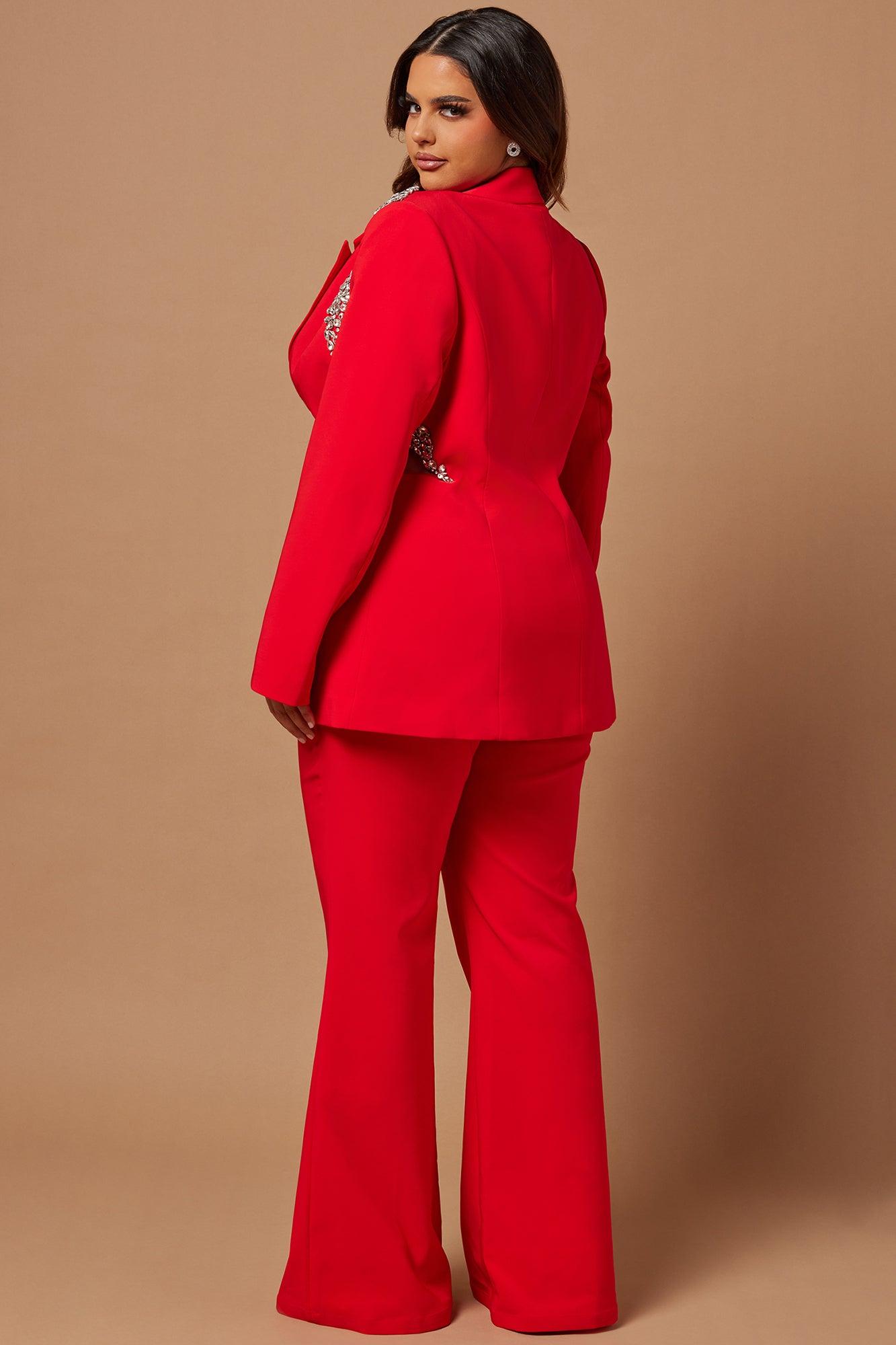Claire Embellished Suit Set - Red Product Image