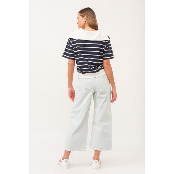 Sailor Collar Striped Top Product Image