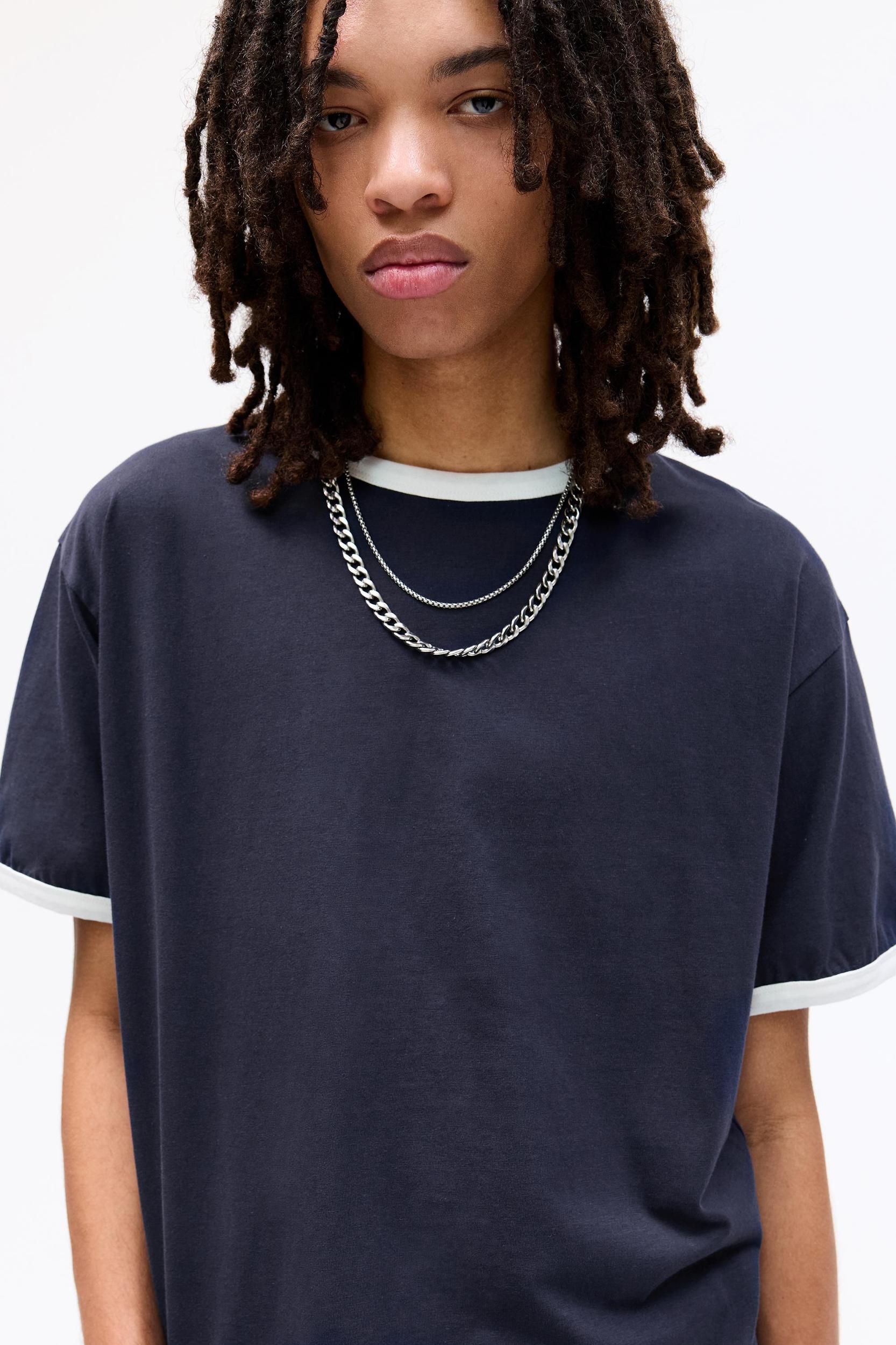 T-shirt with contrast ribbed trims Product Image