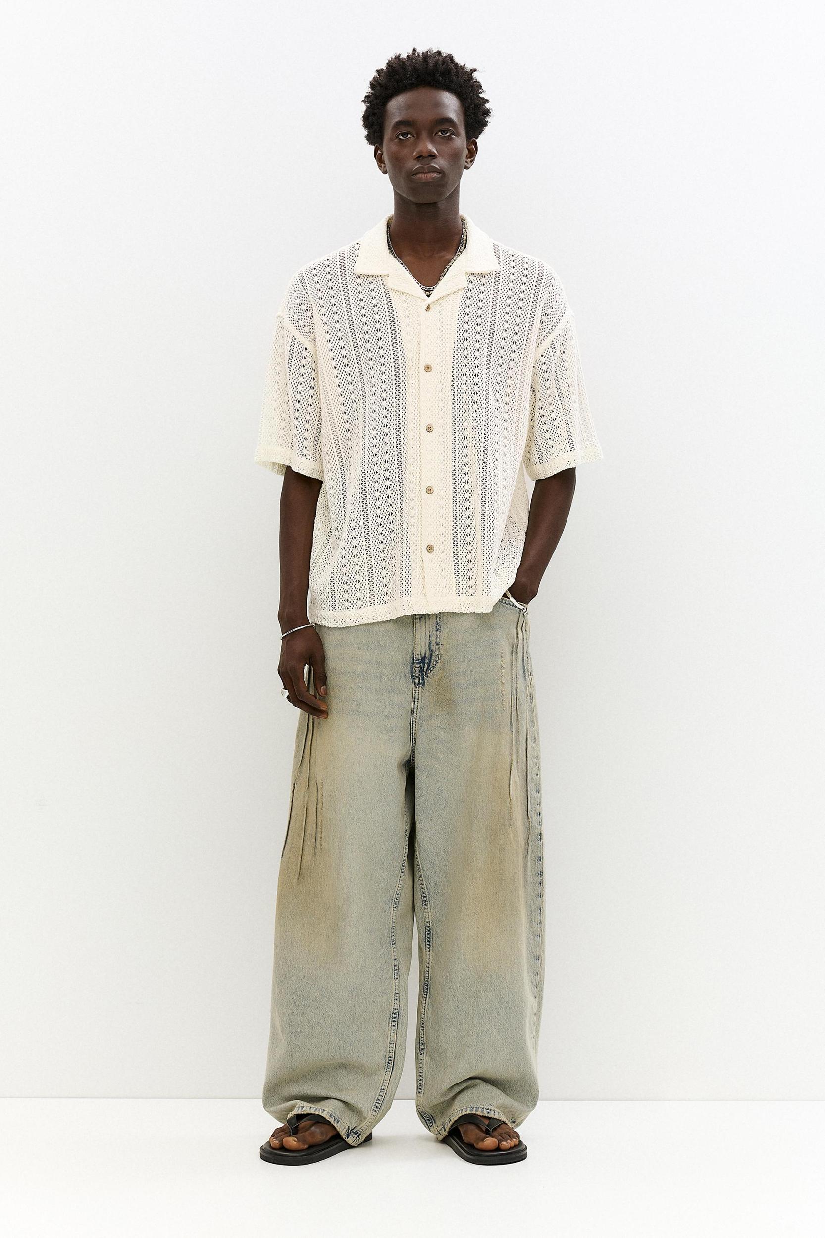 Short sleeve crochet shirt Product Image