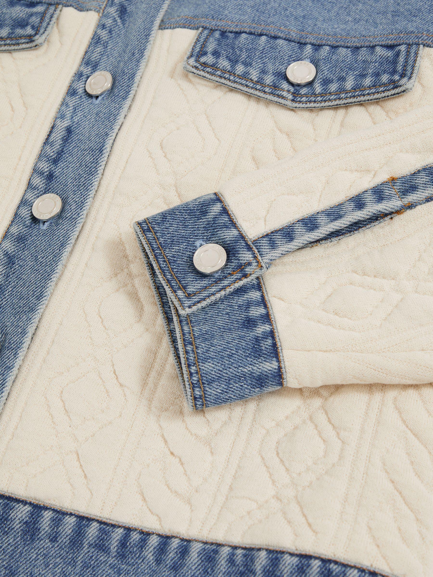 Quilted Colour Block Denim Jacket in Denim Blue Product Image