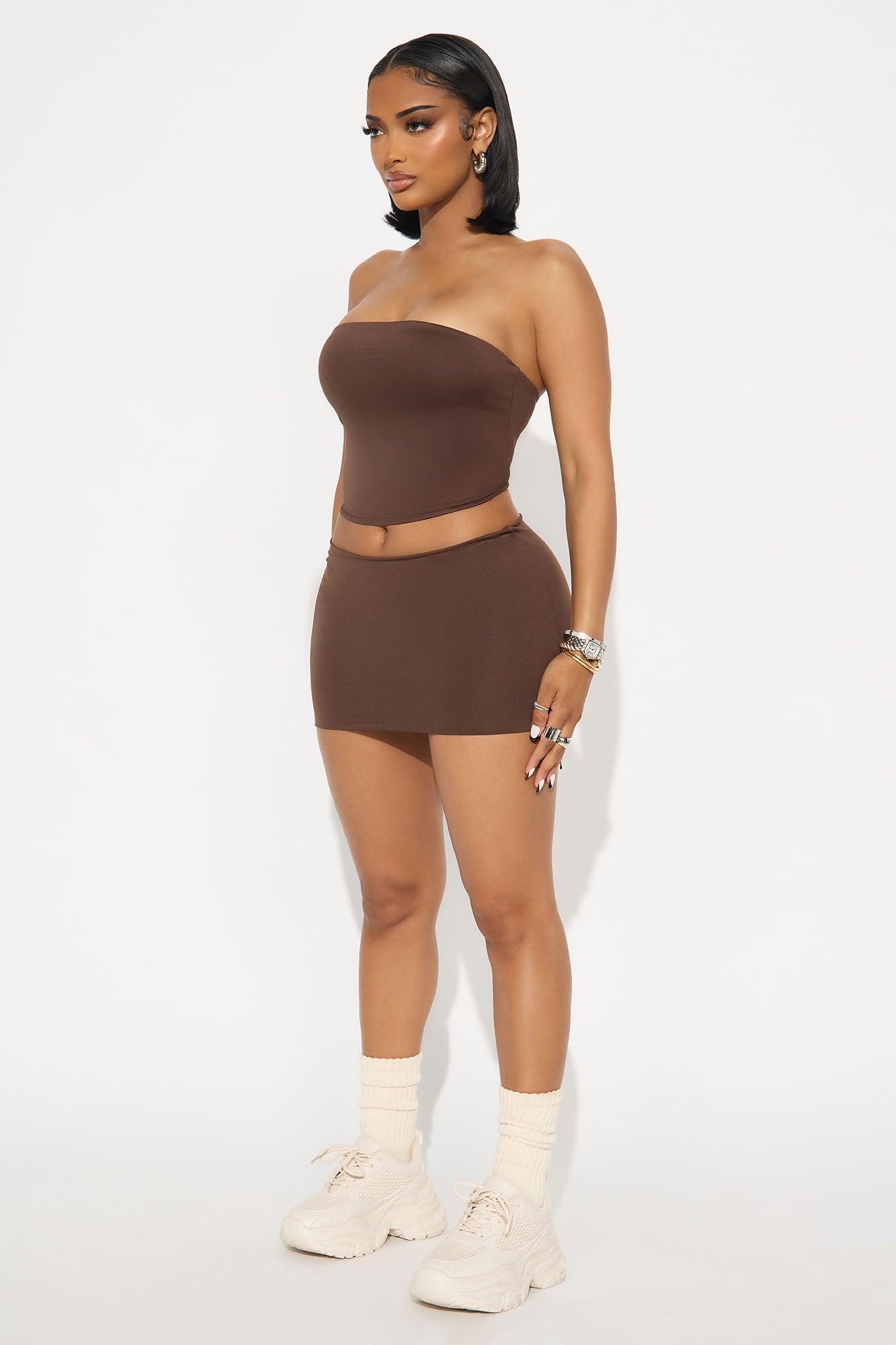 Contour Double Lined Tube Top - Chocolate Female Product Image