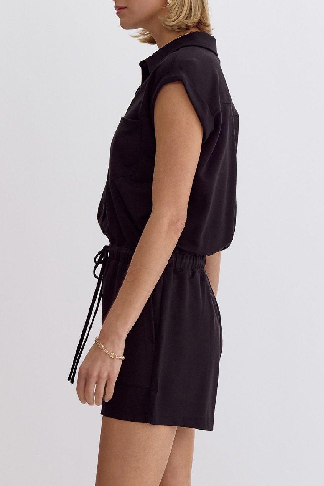 Solid Drawstring Romper Product Image